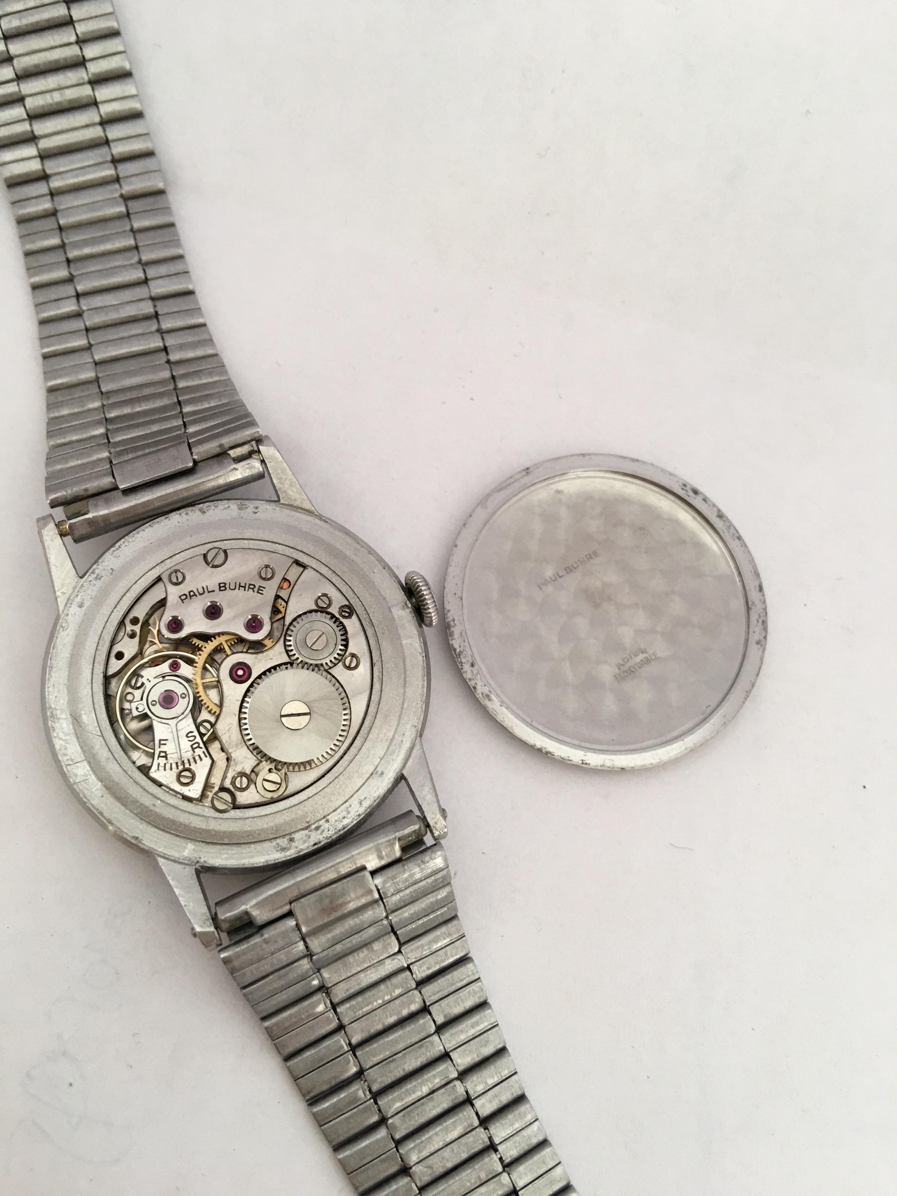 1960s Stainless Steel Manual Winding Paul Buhre Vintage Watch For Sale 1