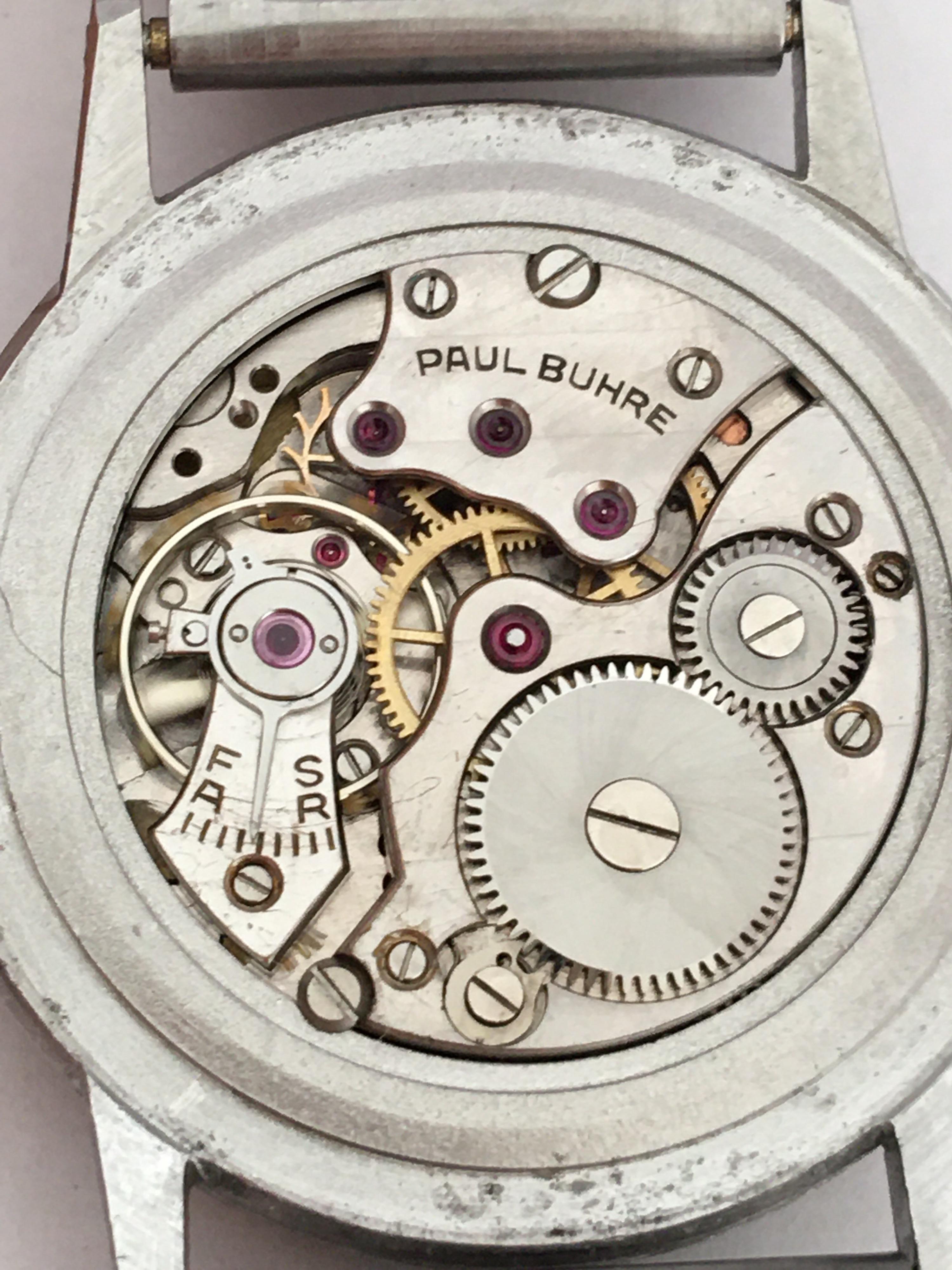 1960s Stainless Steel Manual Winding Paul Buhre Vintage Watch For Sale 2
