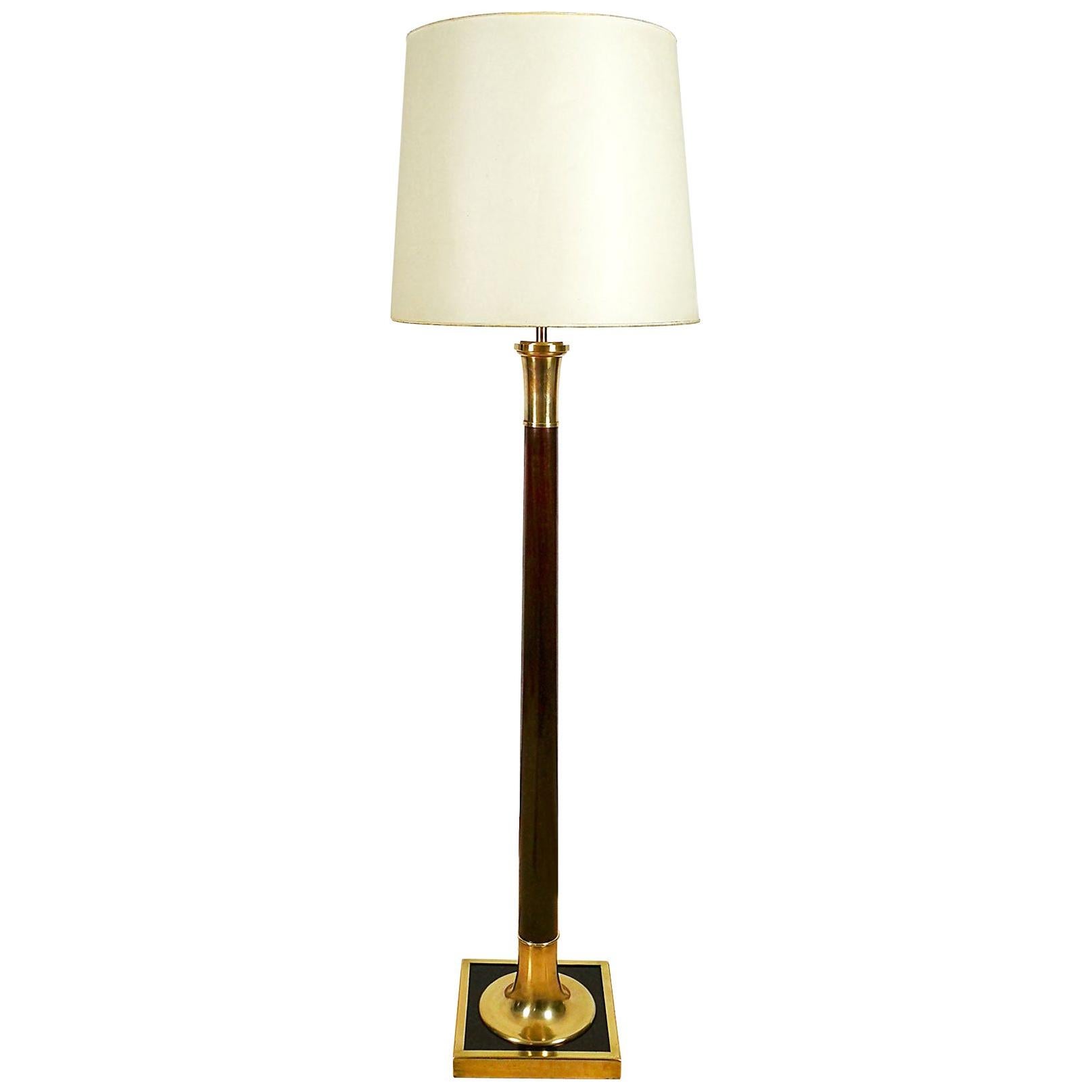 Mid-Century Modern Standing Lamp by Metalarte in Solid Mahogany, Brass - Spain For Sale