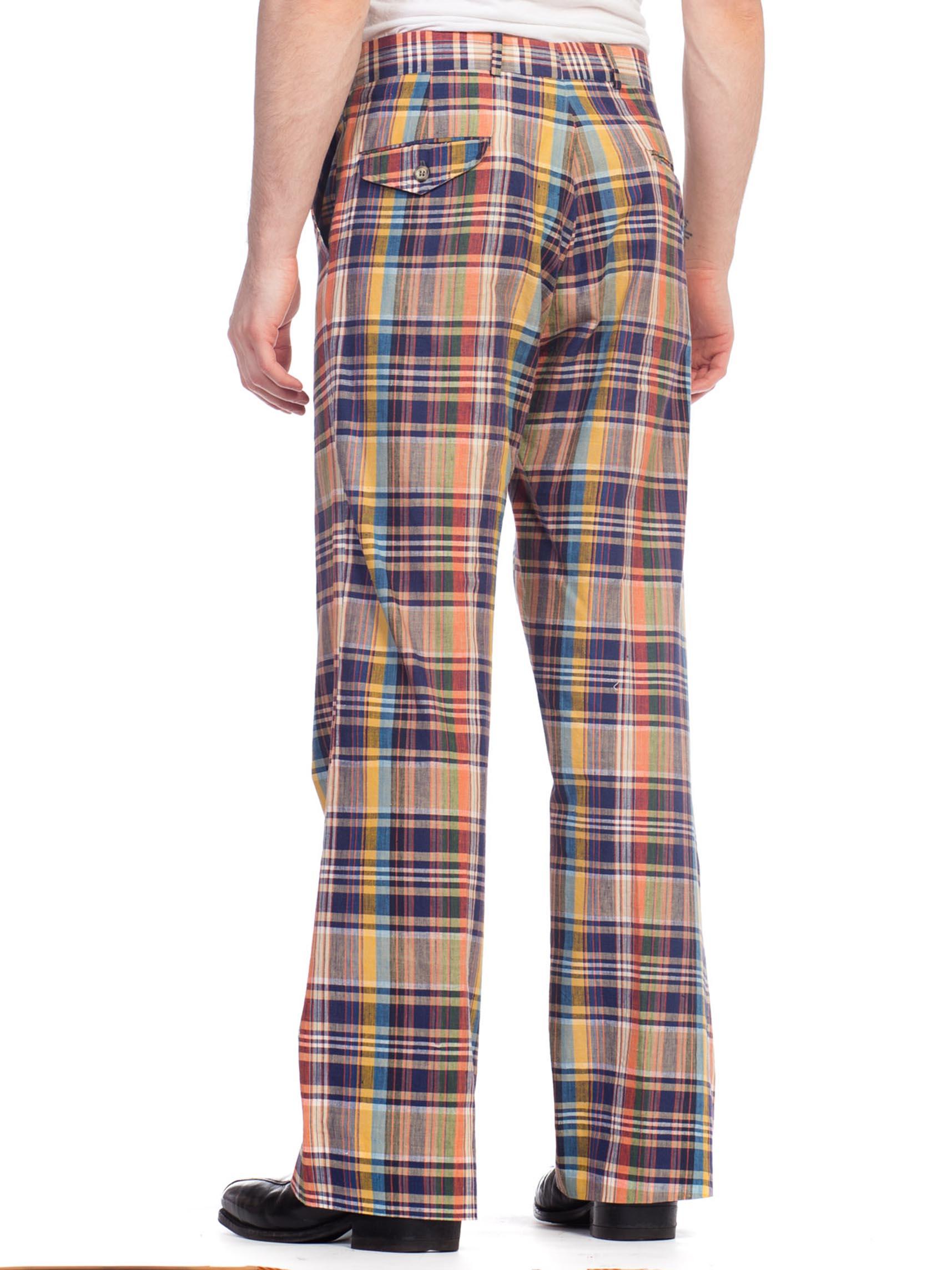 1960S STANLEY BLACKER Cotton Men's Plaid Pants For Sale 1