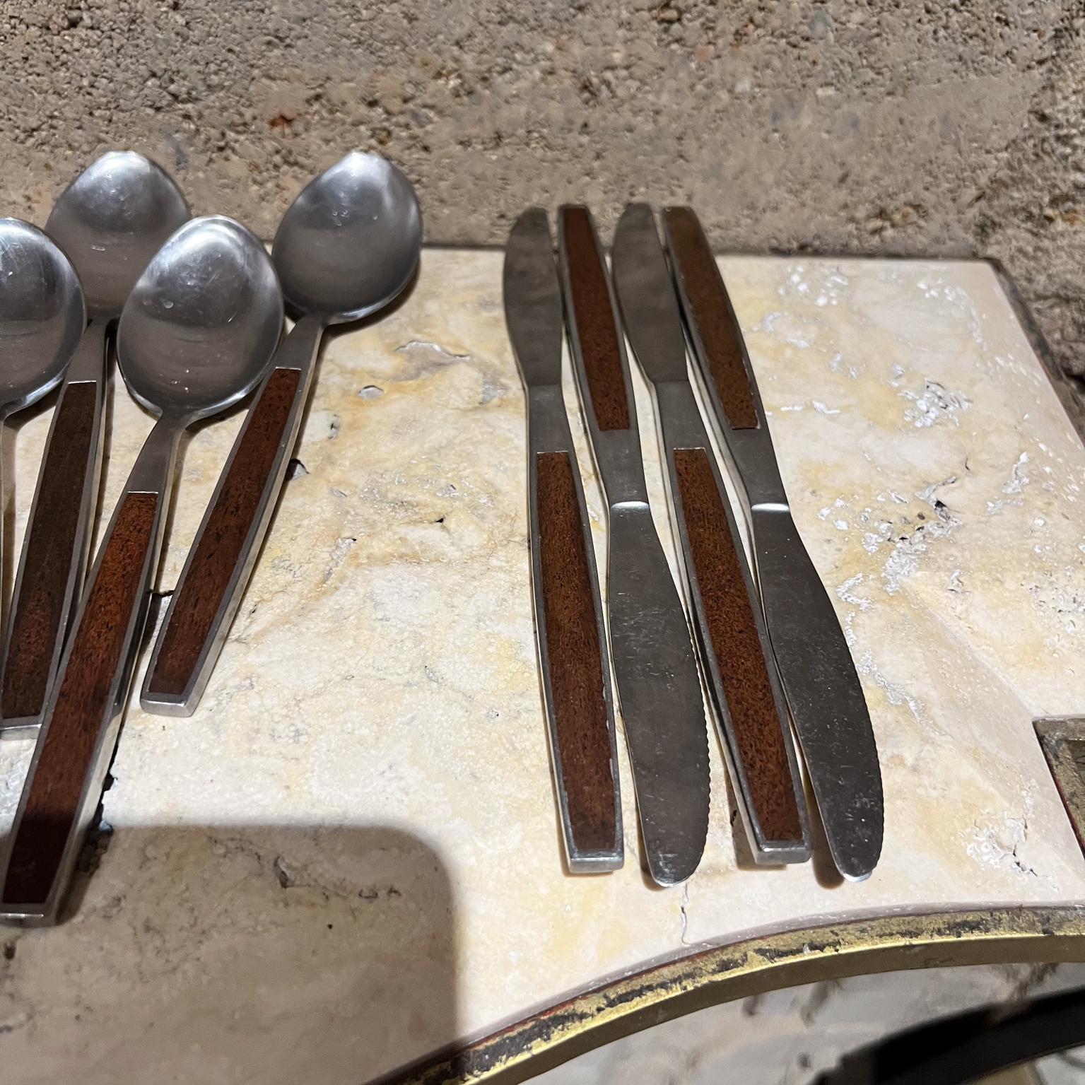 1960s Stanley Roberts Pasadena Stainless Flatware Wood Insert Japan 3