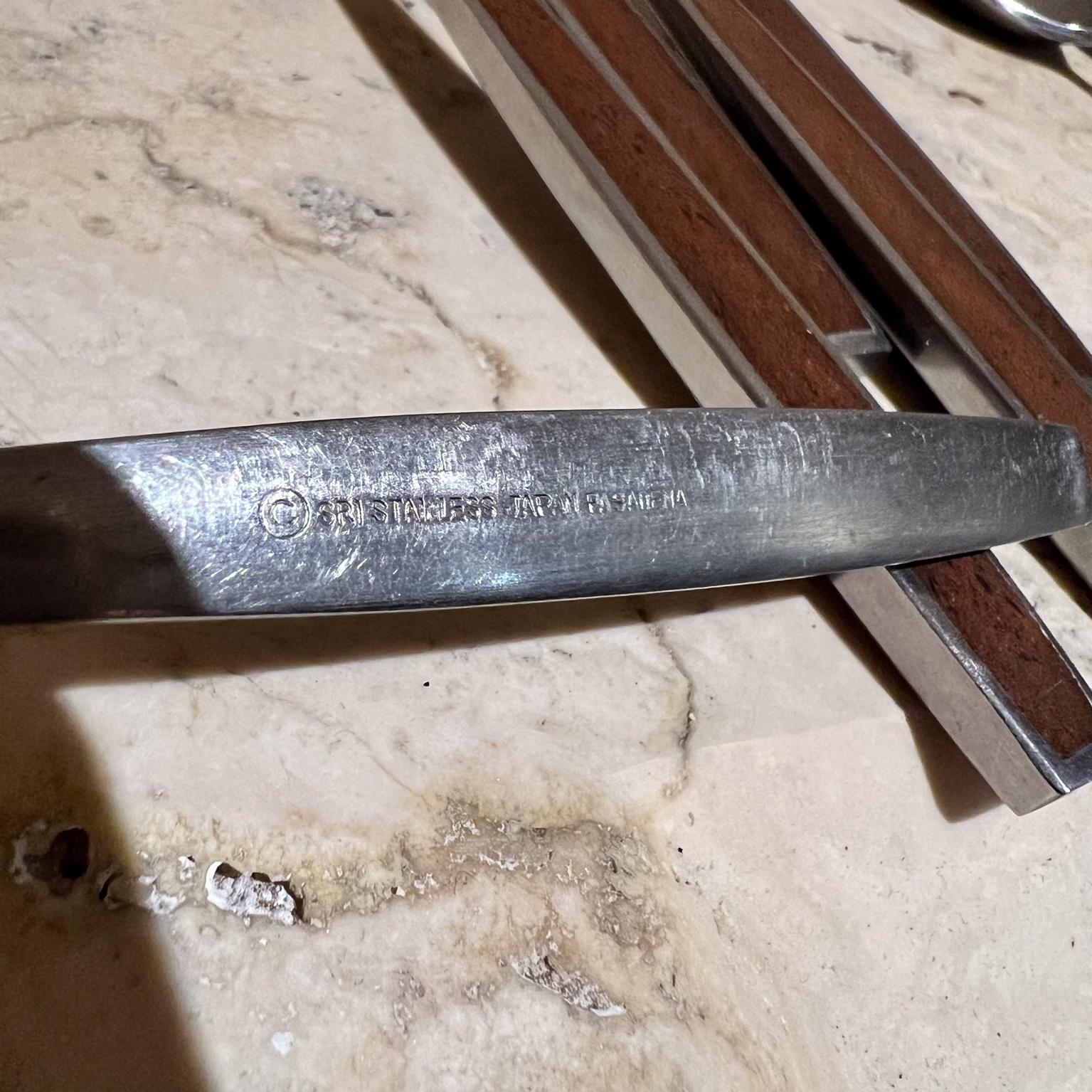 1960s Stanley Roberts Pasadena Stainless Flatware Wood Insert Japan 5
