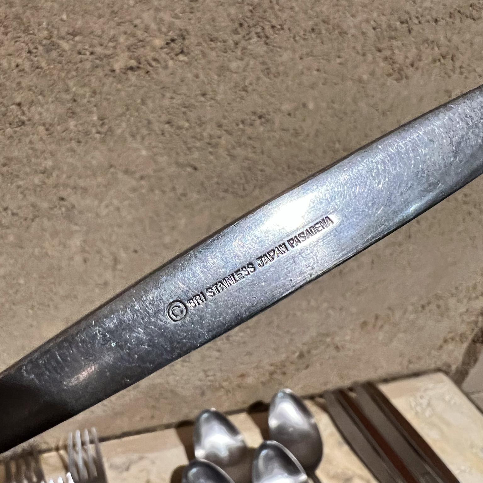 1960s Stanley Roberts Pasadena Stainless Flatware Wood Insert Japan 6