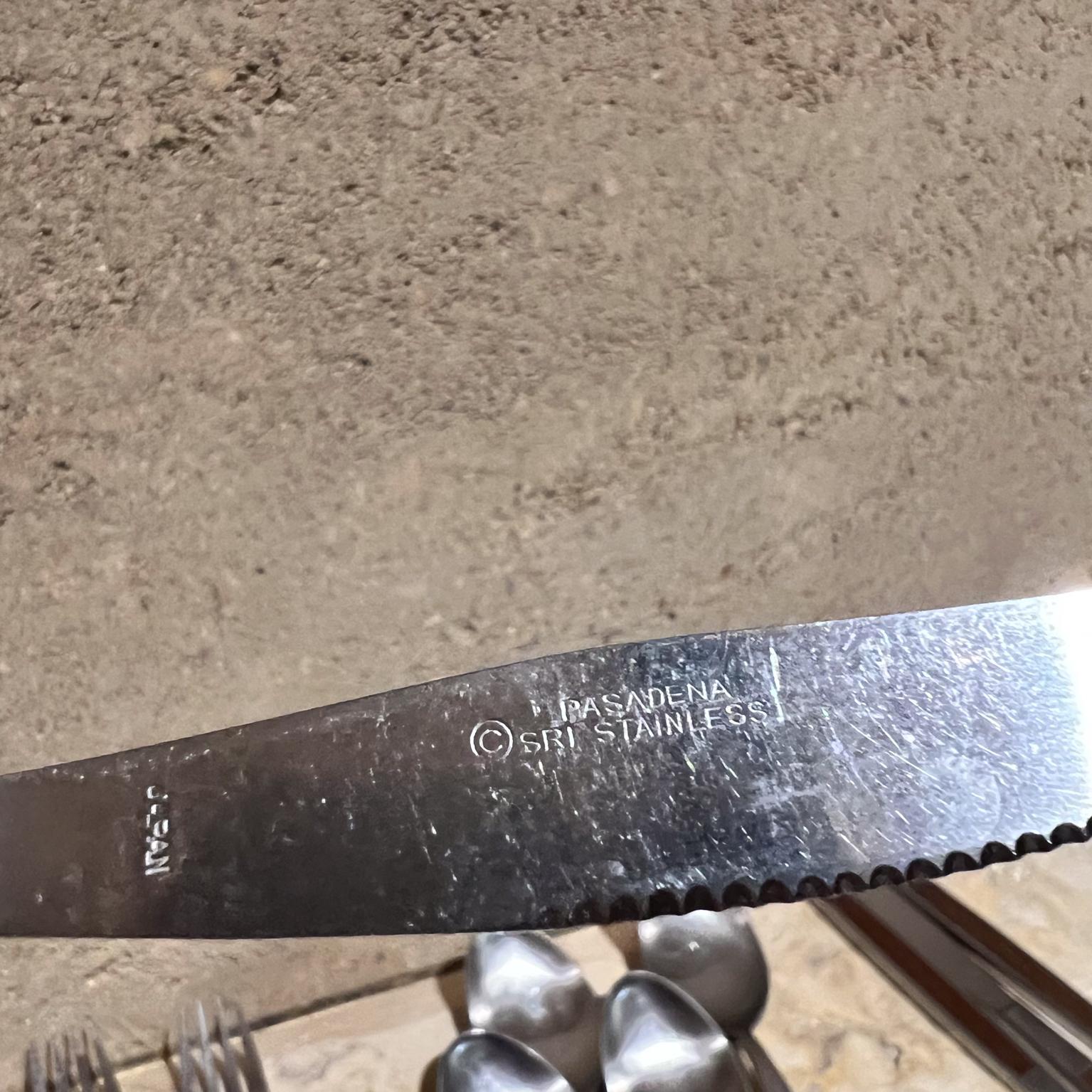 Mid-Century Modern 1960s Stanley Roberts Pasadena Stainless Flatware Wood Insert Japan