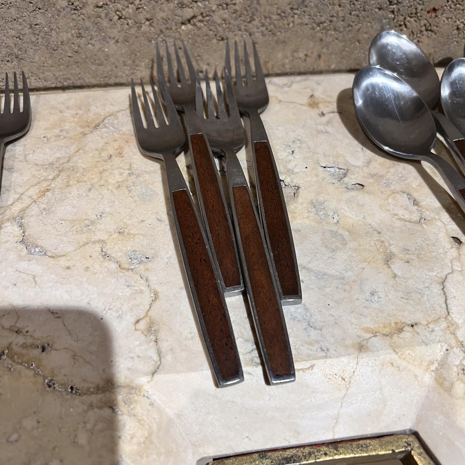 1960s Stanley Roberts Pasadena Stainless Flatware Wood Insert Japan 1