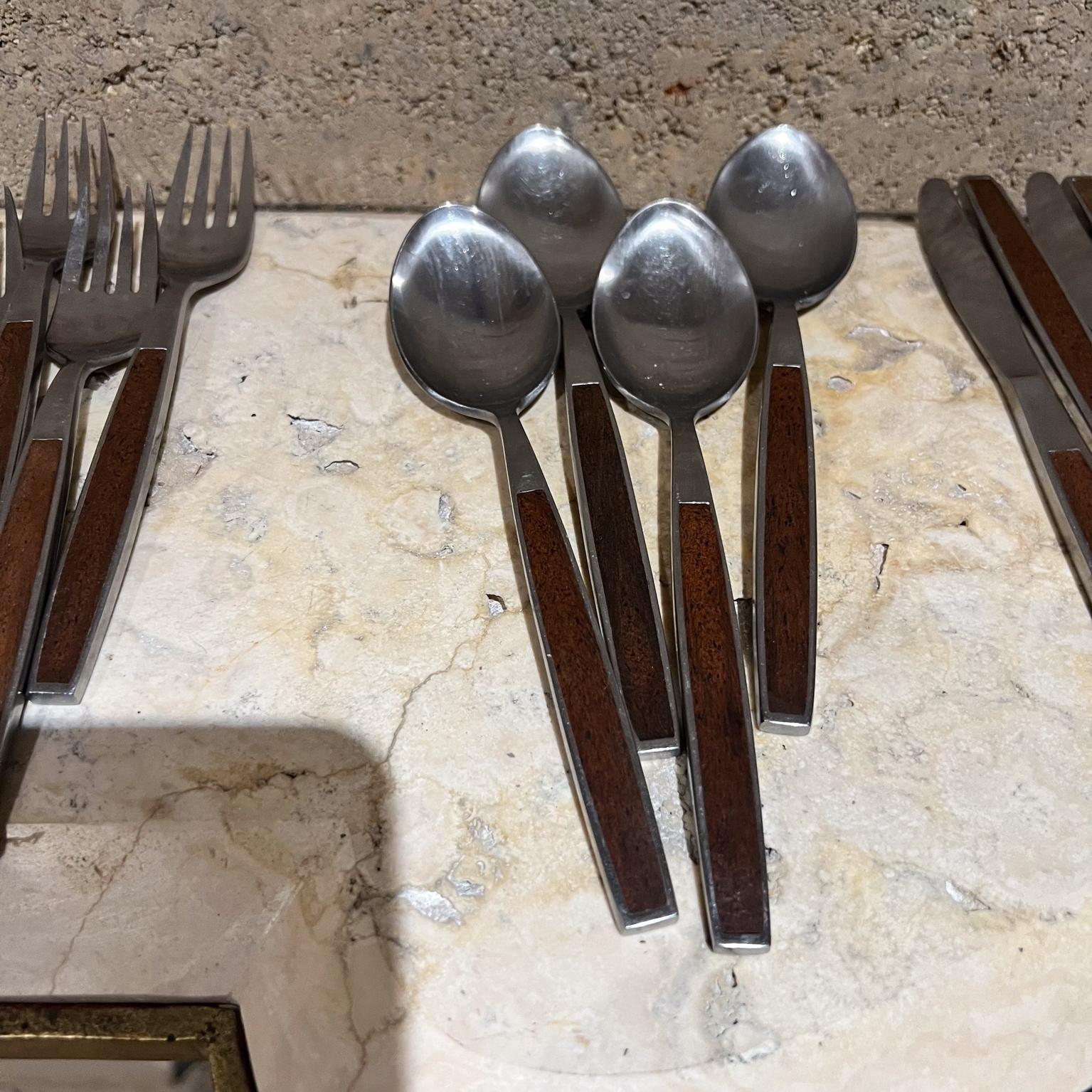 1960s Stanley Roberts Pasadena Stainless Flatware Wood Insert Japan 2