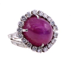 1960s Star Ruby Diamond Platinum Cocktail Ring