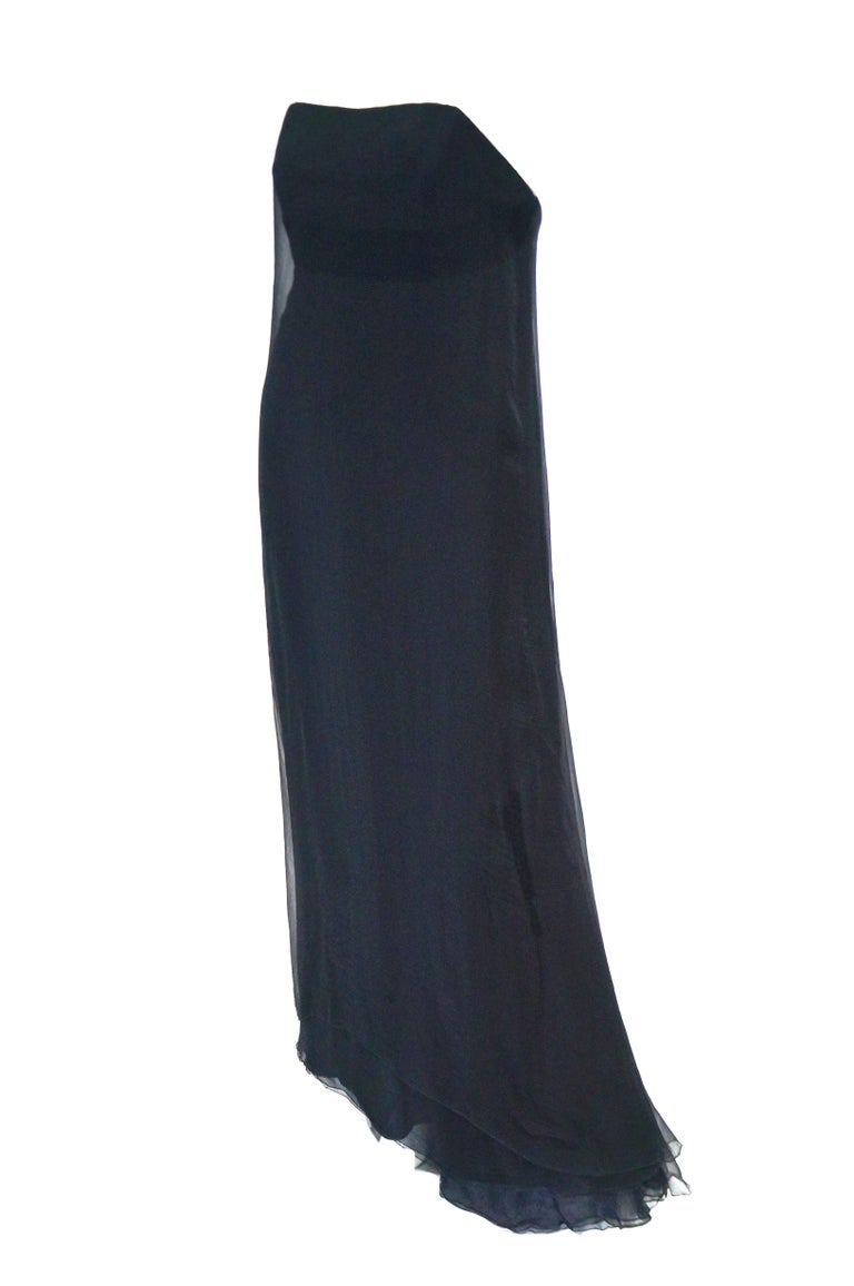 1960s Stavropoulos Black Silk Evening Dress For Sale at 1stDibs
