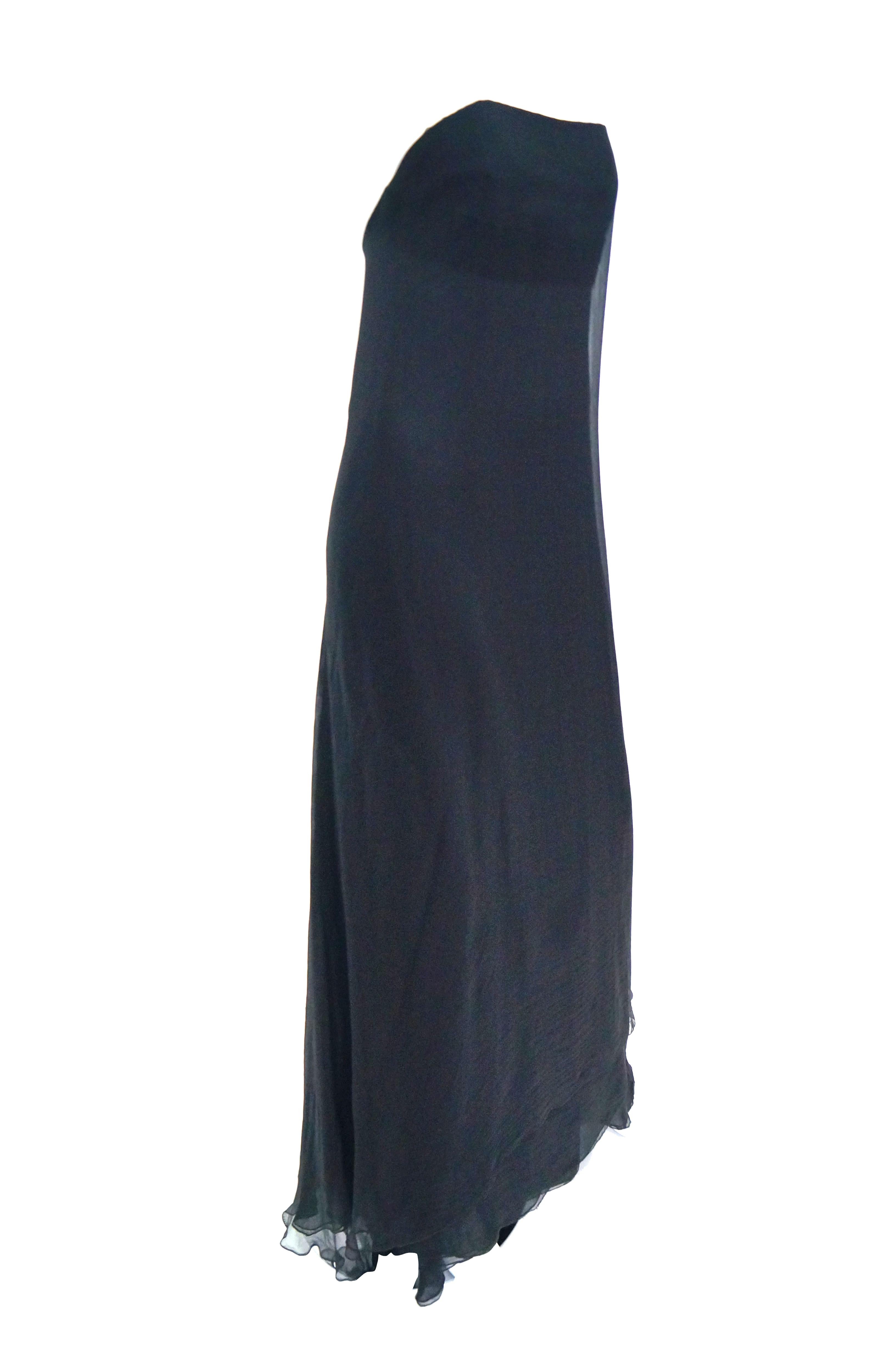 1960s Stavropoulos Black Silk Evening Dress  In Good Condition For Sale In Houston, TX