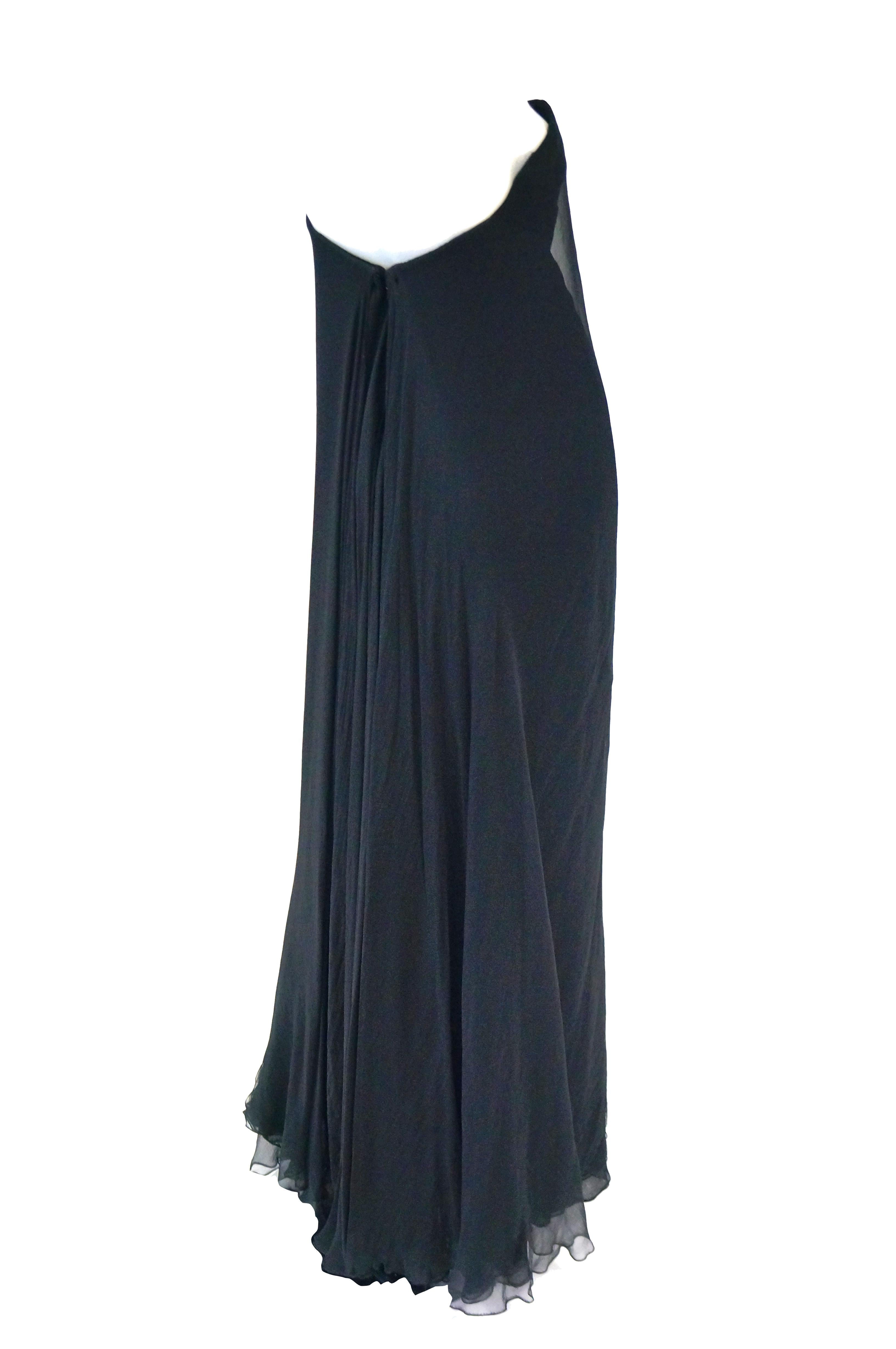 1960s Stavropoulos Black Silk Evening Dress  For Sale 1