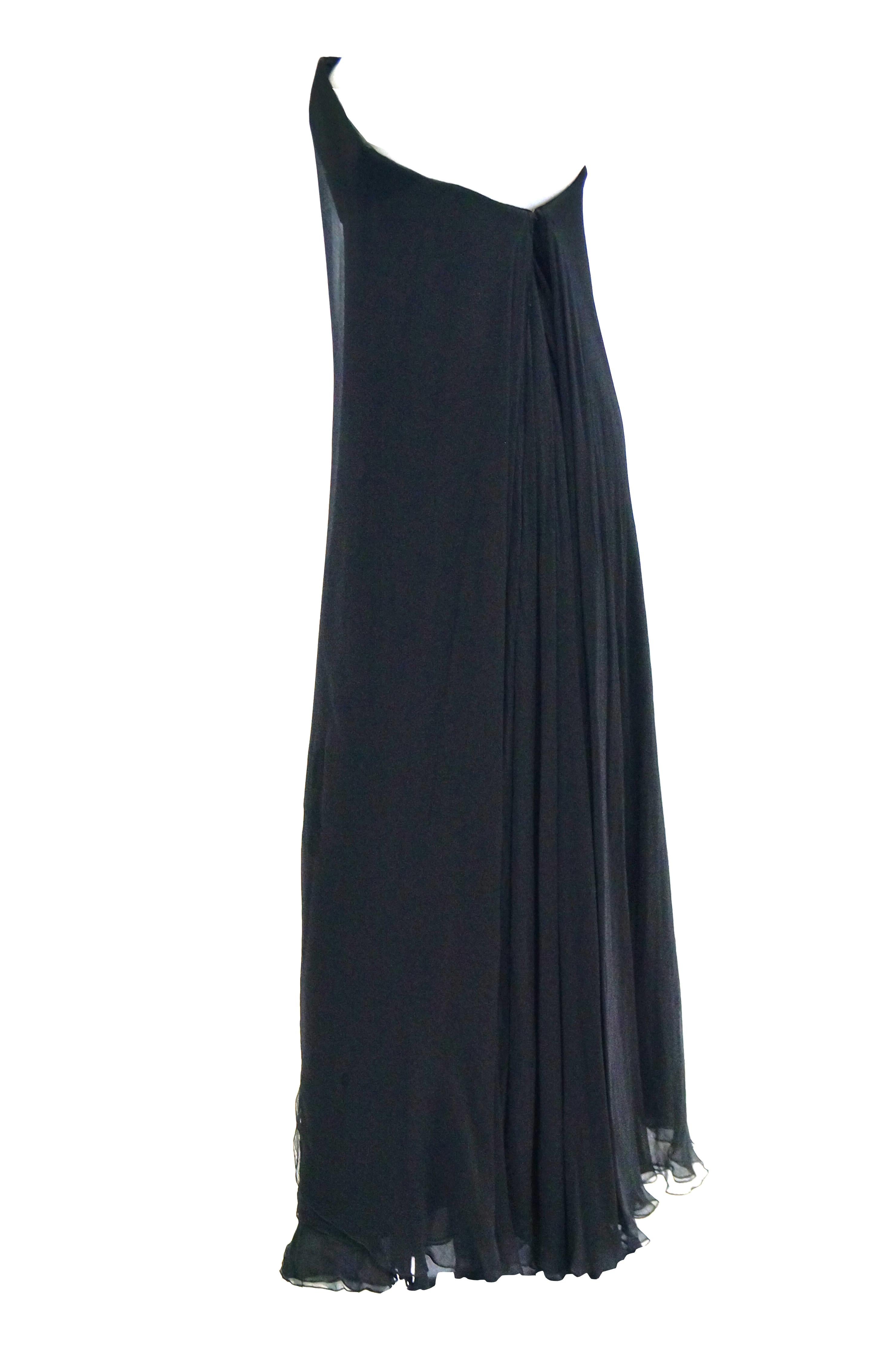1960s Stavropoulos Black Silk Evening Dress  For Sale 2