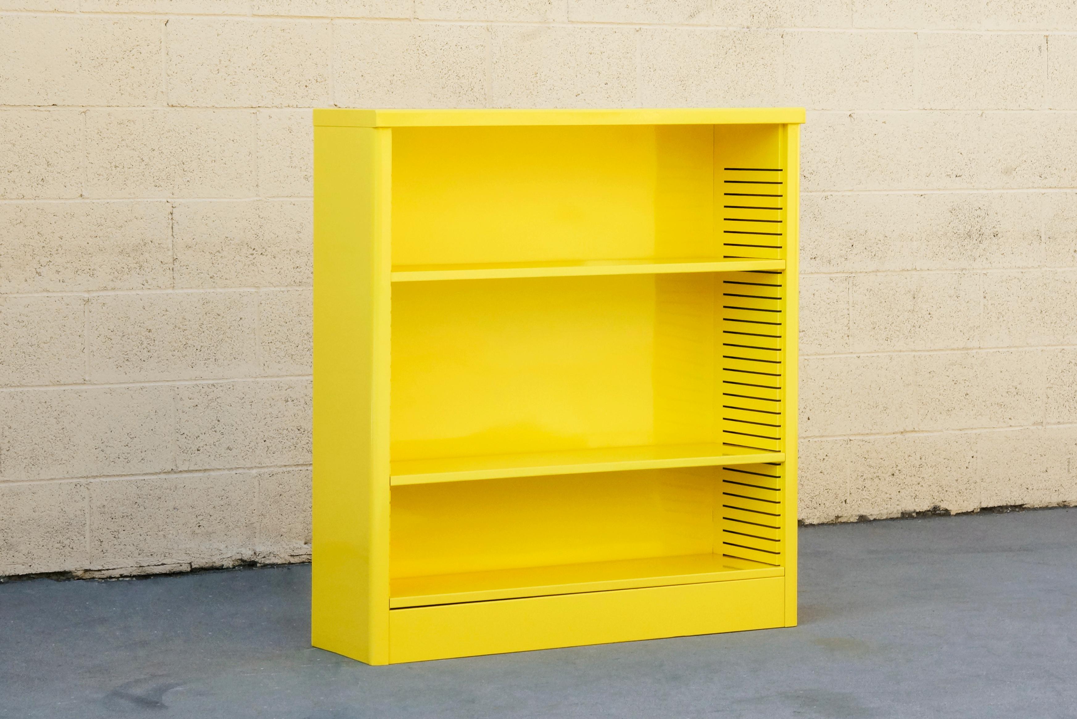 Mid-Century Modern 1960s Steel Bookcase in Yellow, Custom Refinished to Order For Sale