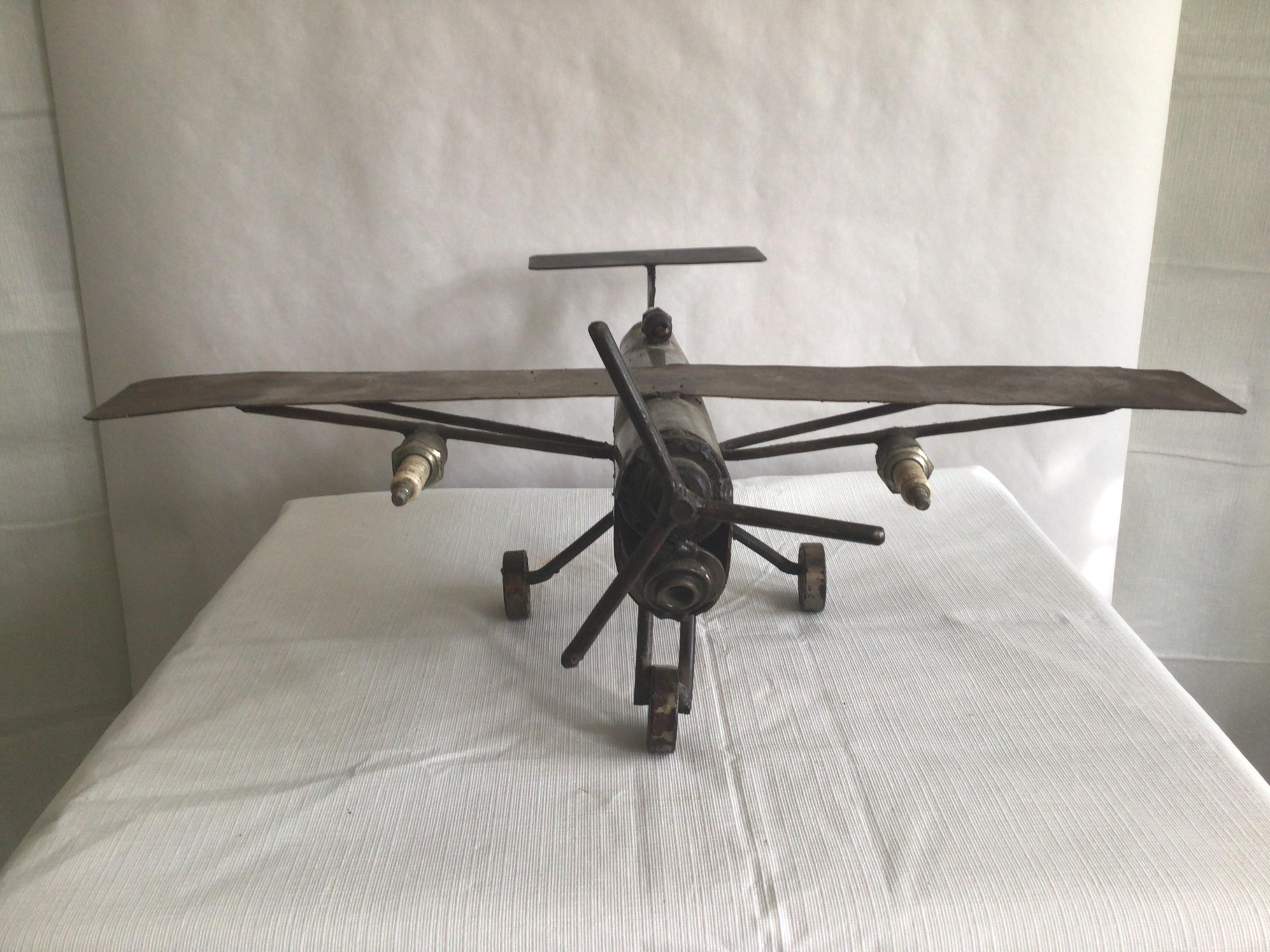 1960s Steel Industrial Airplane Sculpture.