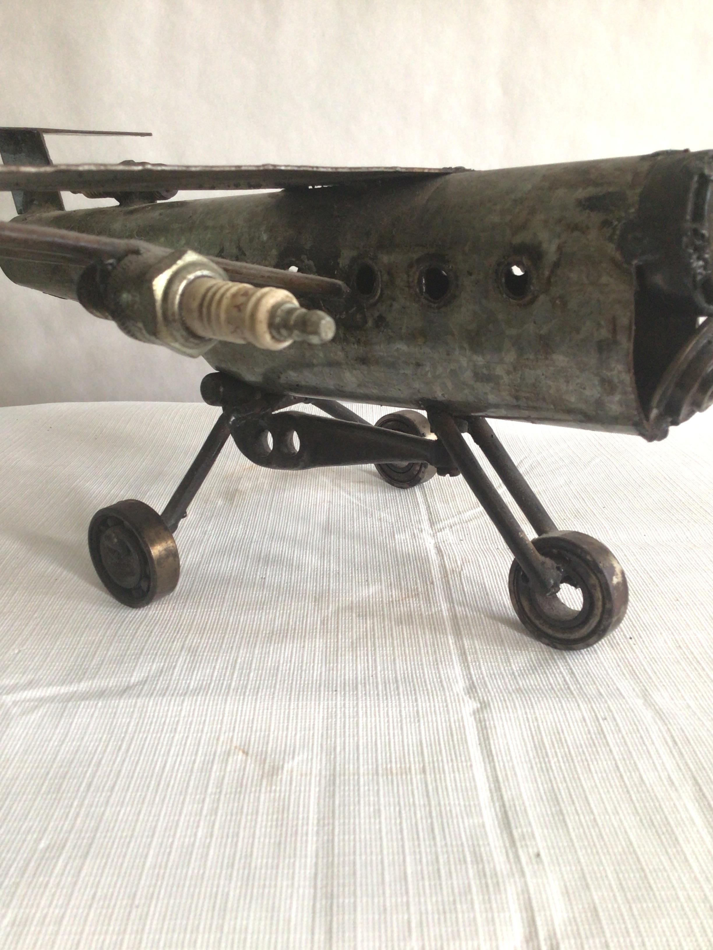 1960s Steel Industrial Airplane Sculpture In Good Condition For Sale In Tarrytown, NY