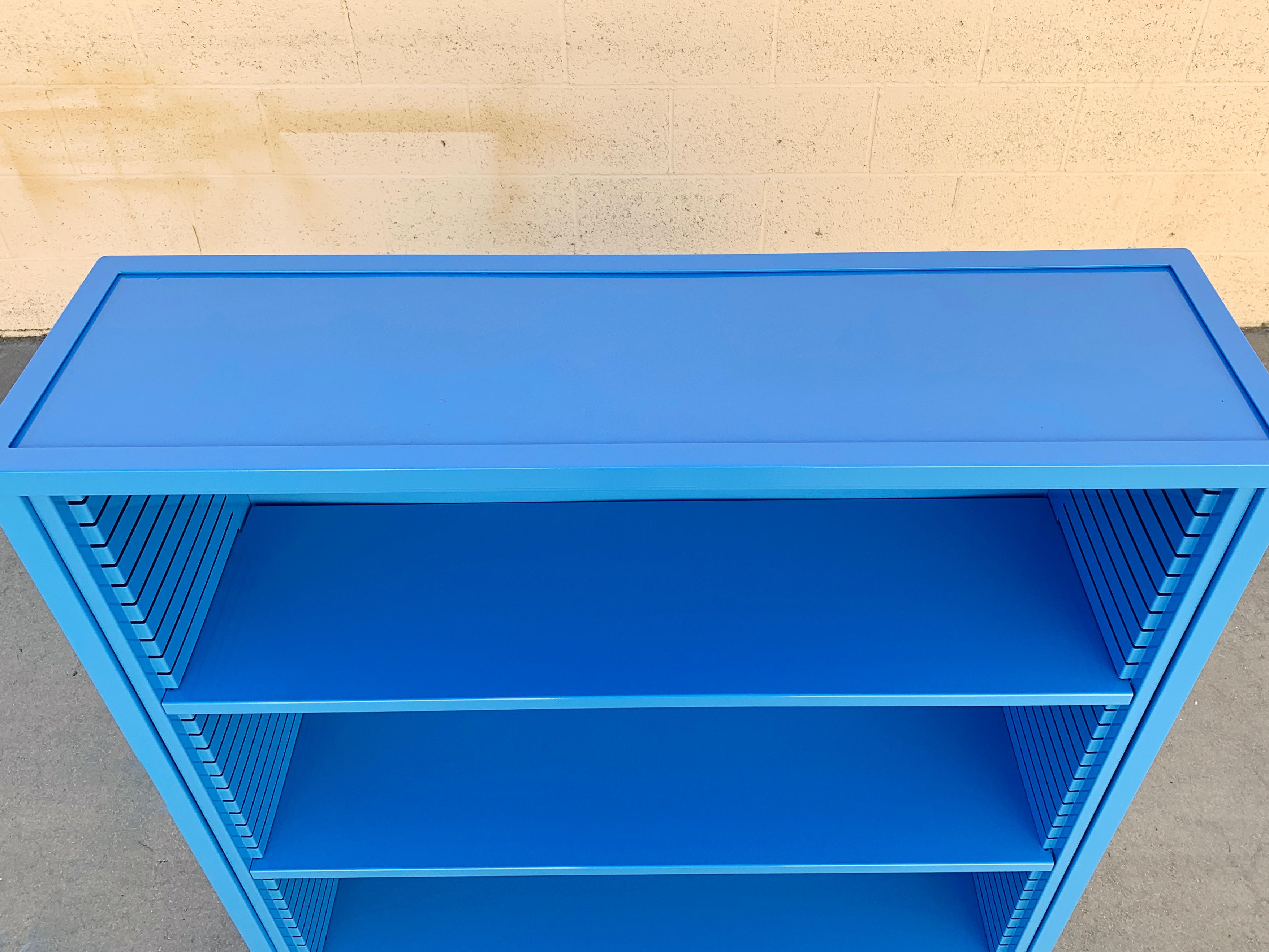 Powder-Coated 1960s Steel Tanker Style Bookcase in Blue ‘BL05’, Custom Refinished For Sale