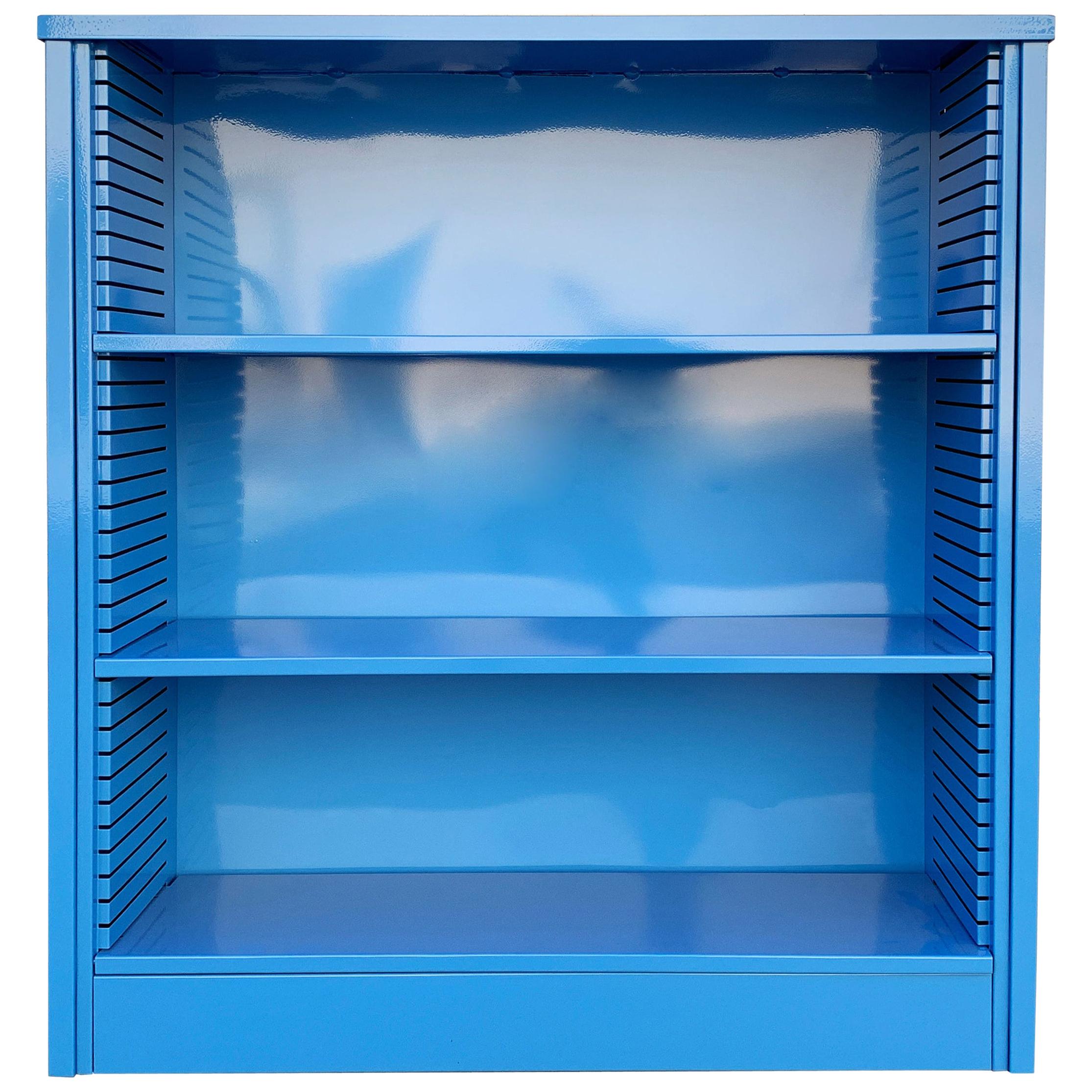 1960s Steel Tanker Style Bookcase in Blue ‘BL05’, Custom Refinished For Sale
