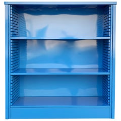 Vintage 1960s Steel Tanker Style Bookcase in Blue ‘BL05’, Custom Refinished