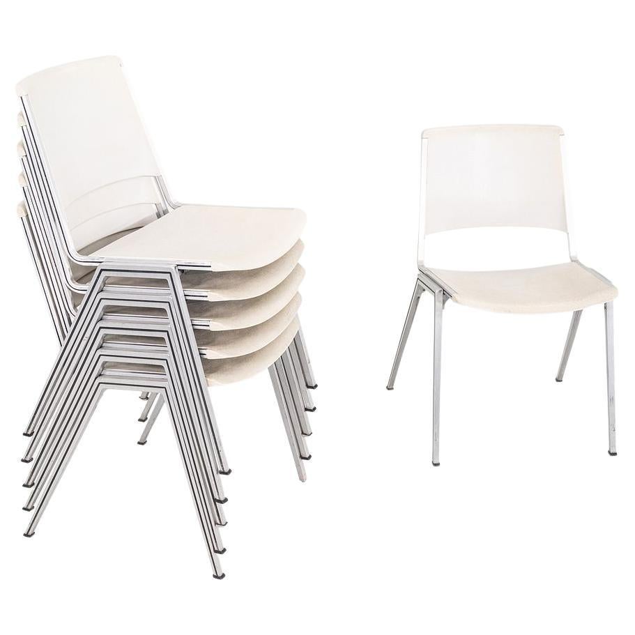 1960s Steelcase Model No. 1278 Dining Stacking Side Chair in White Plastic For Sale