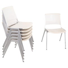 1960s Steelcase Model No. 1278 Dining Stacking Side Chair in White Plastic