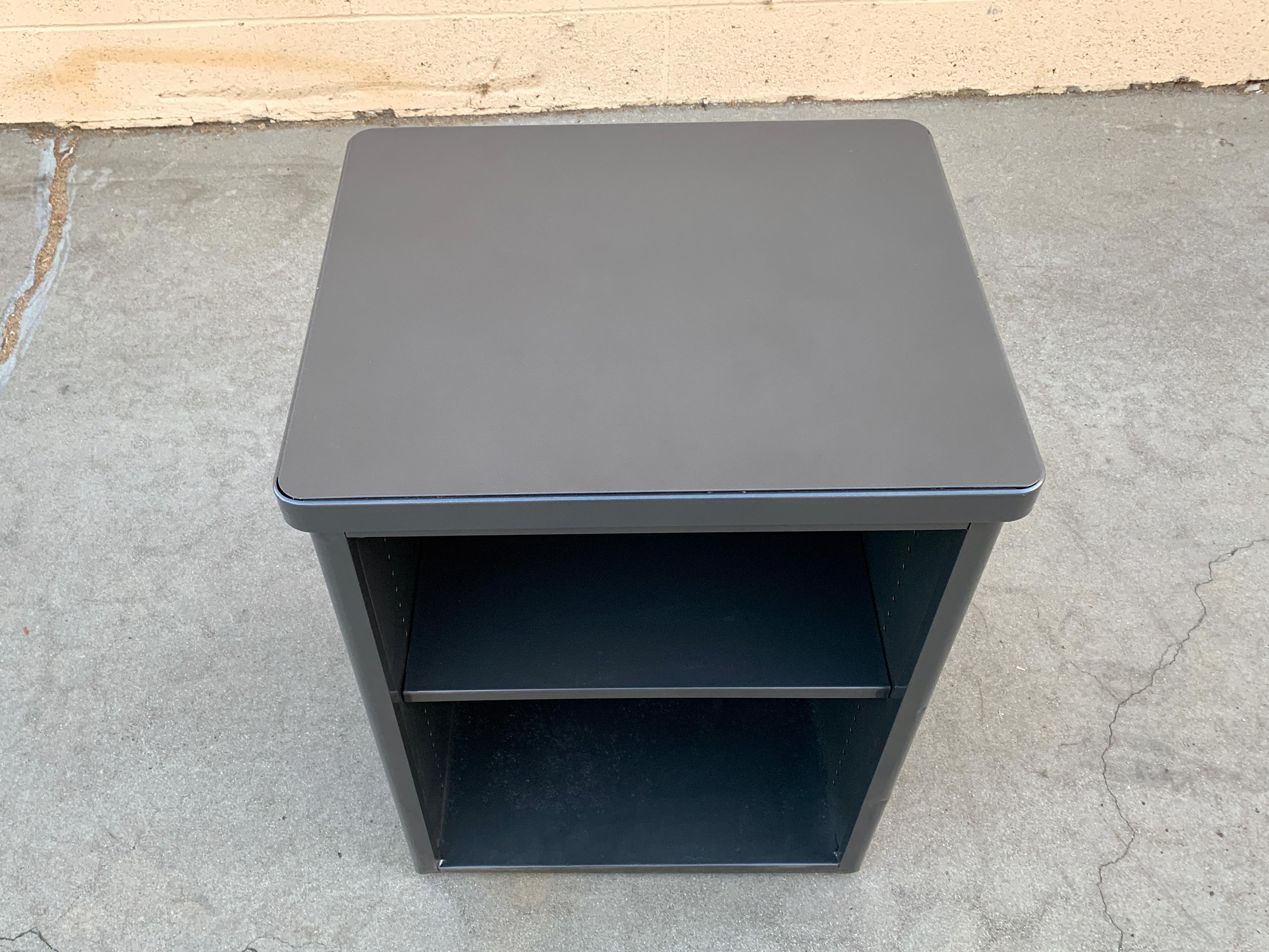 American 1960s Steelcase Side Cabinet Refinished in Metallic Gray For Sale