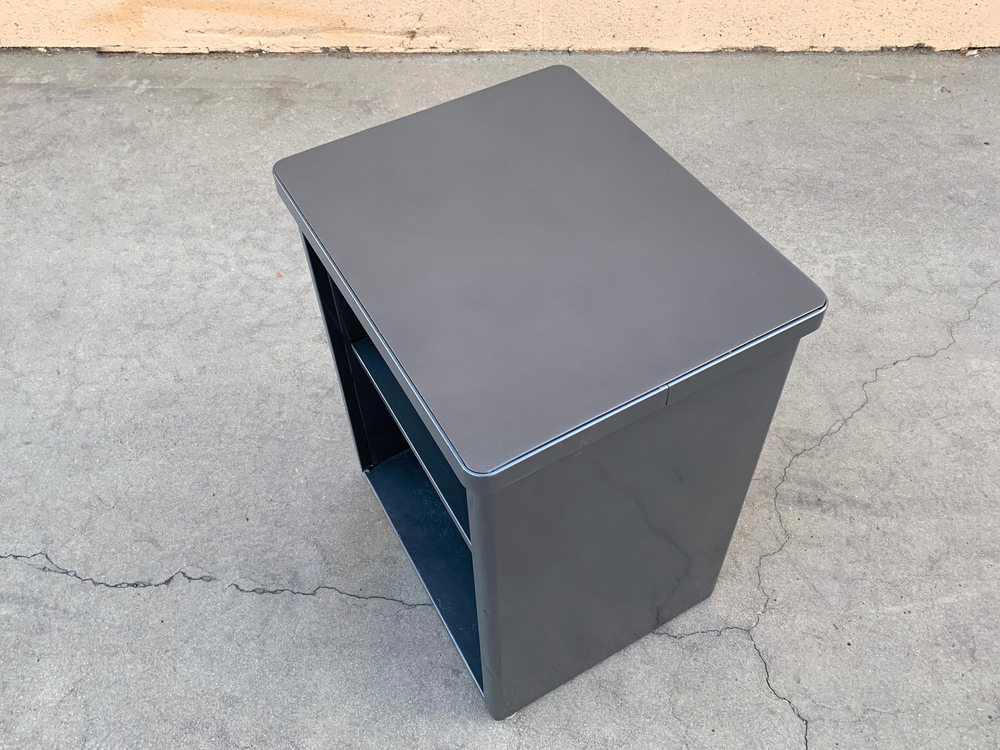 Powder-Coated 1960s Steelcase Side Cabinet Refinished in Metallic Gray For Sale