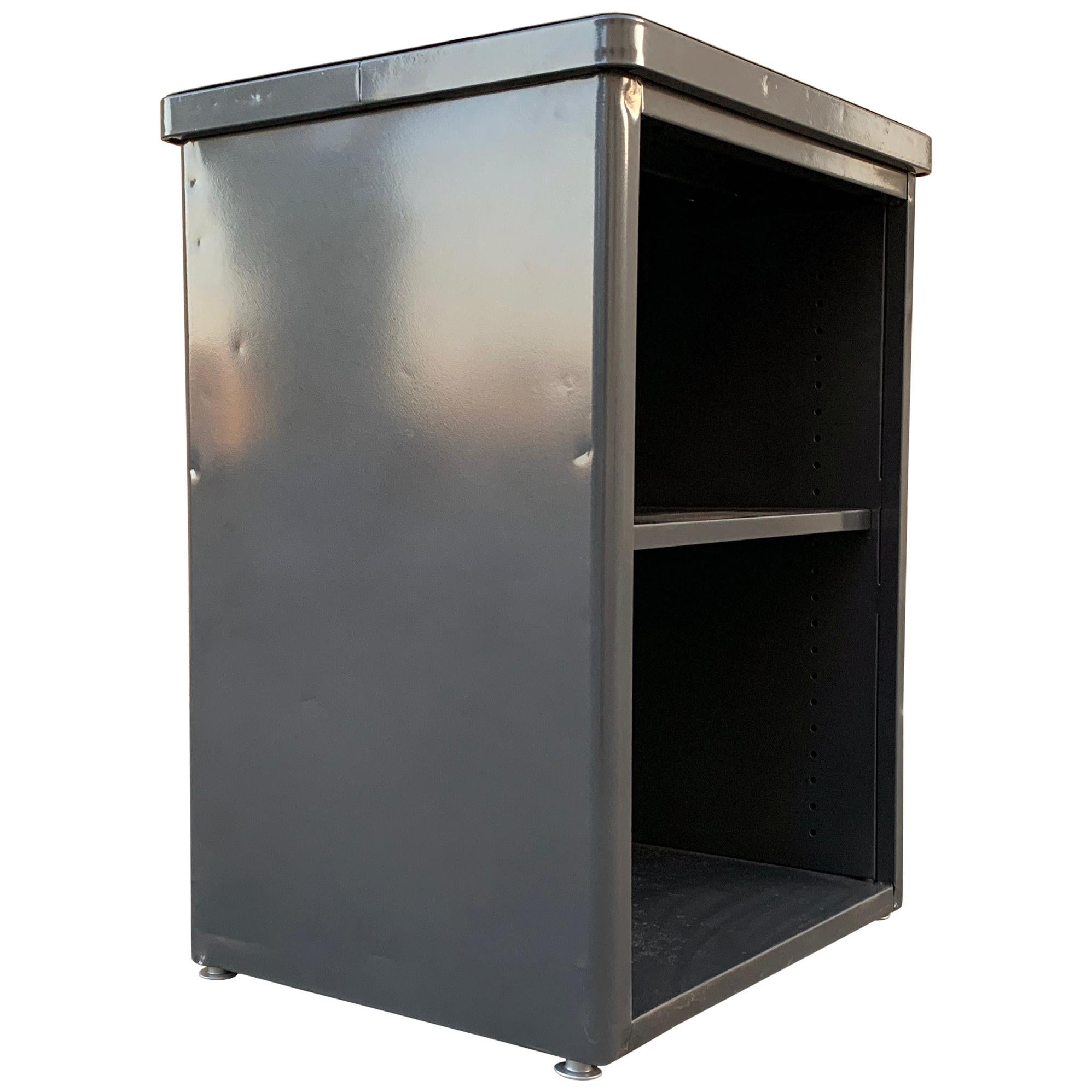 1960s Steelcase Side Cabinet Refinished in Metallic Gray For Sale