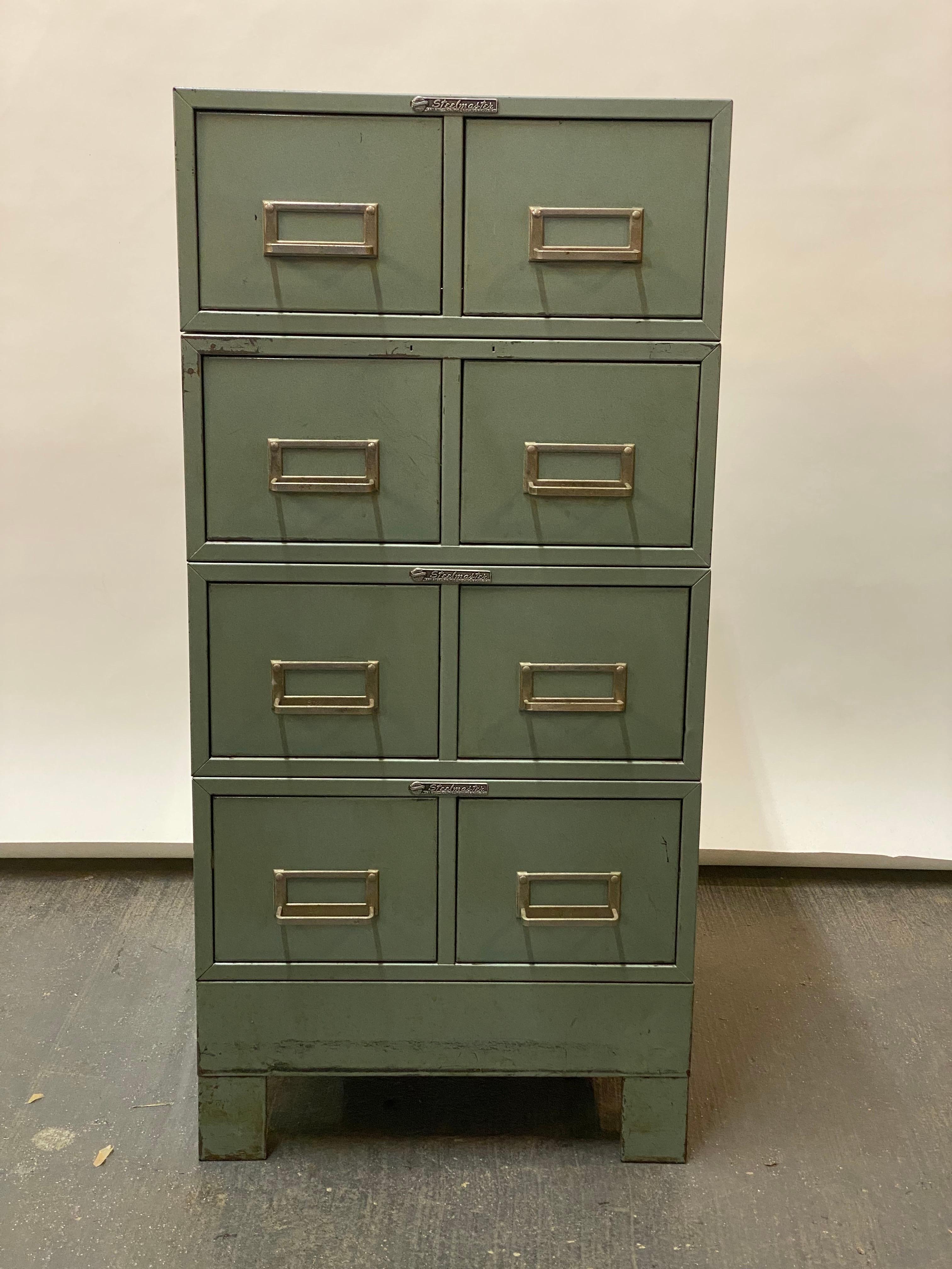 Industrial 1960s Steelmaster Metallic Green File Cabinets For Sale