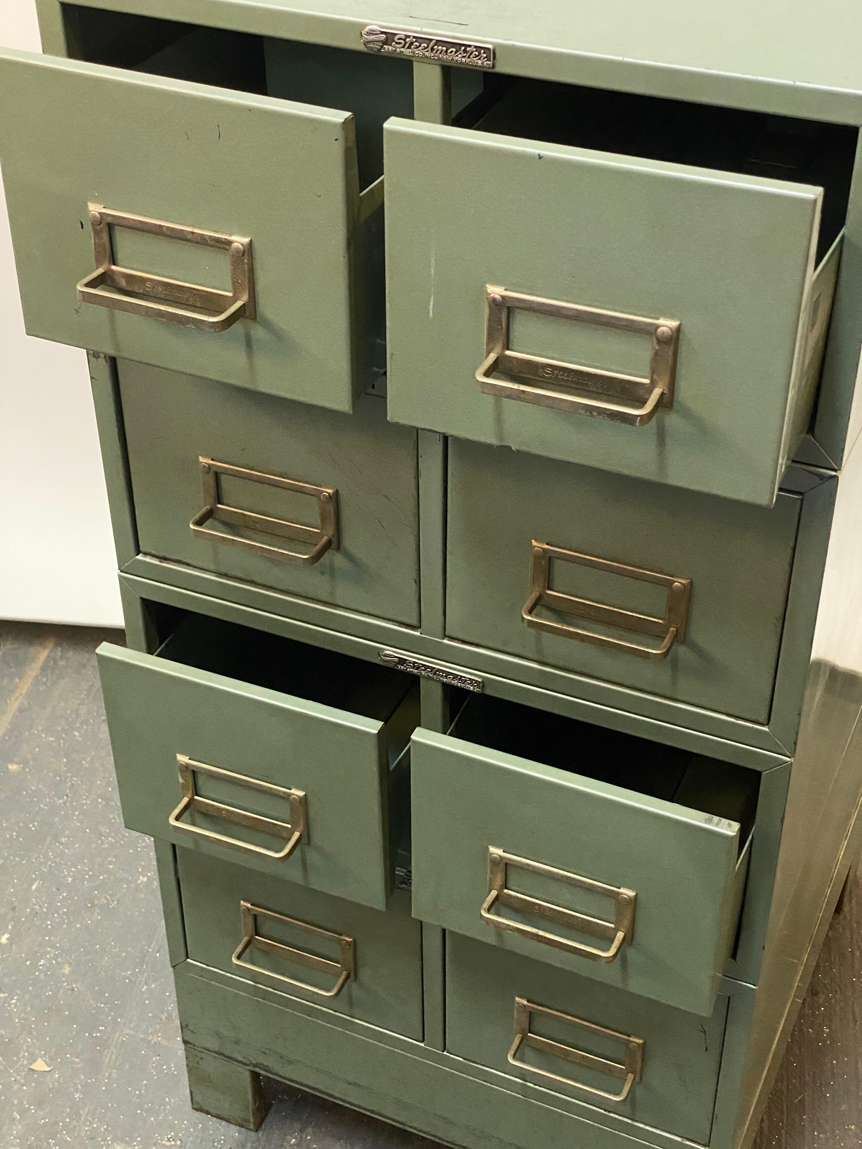 Mid-20th Century 1960s Steelmaster Metallic Green File Cabinets For Sale