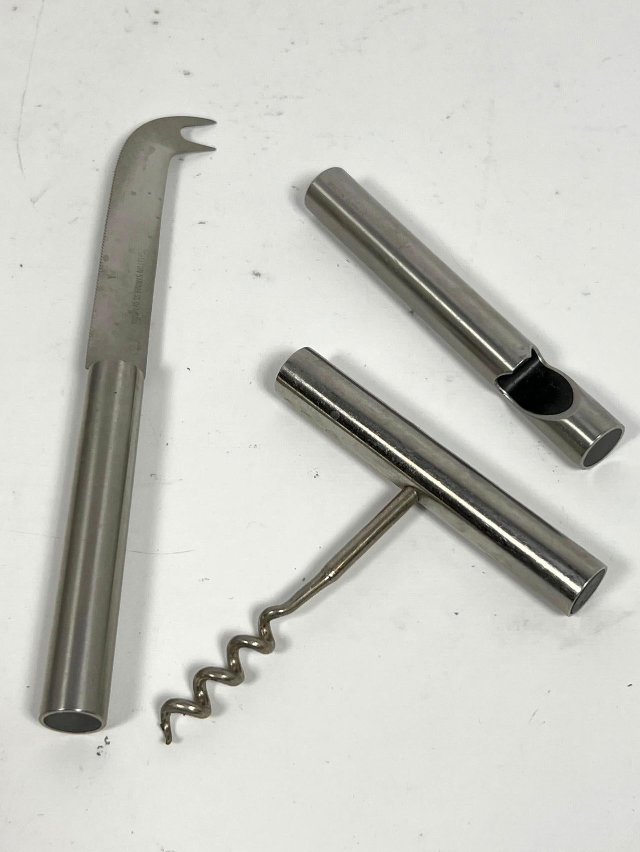 Acciaio inossidabile Set di stoviglie in acciaio Stelton Cylinda di Arne Jacobsen Made in Denmark del 1960 in vendita