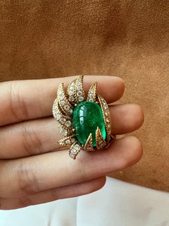 1960s Sterlé Paris Emerald & Diamond Cocktail Ring