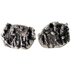 1960s Sterling Silver Abstract Brutalist Cufflinks