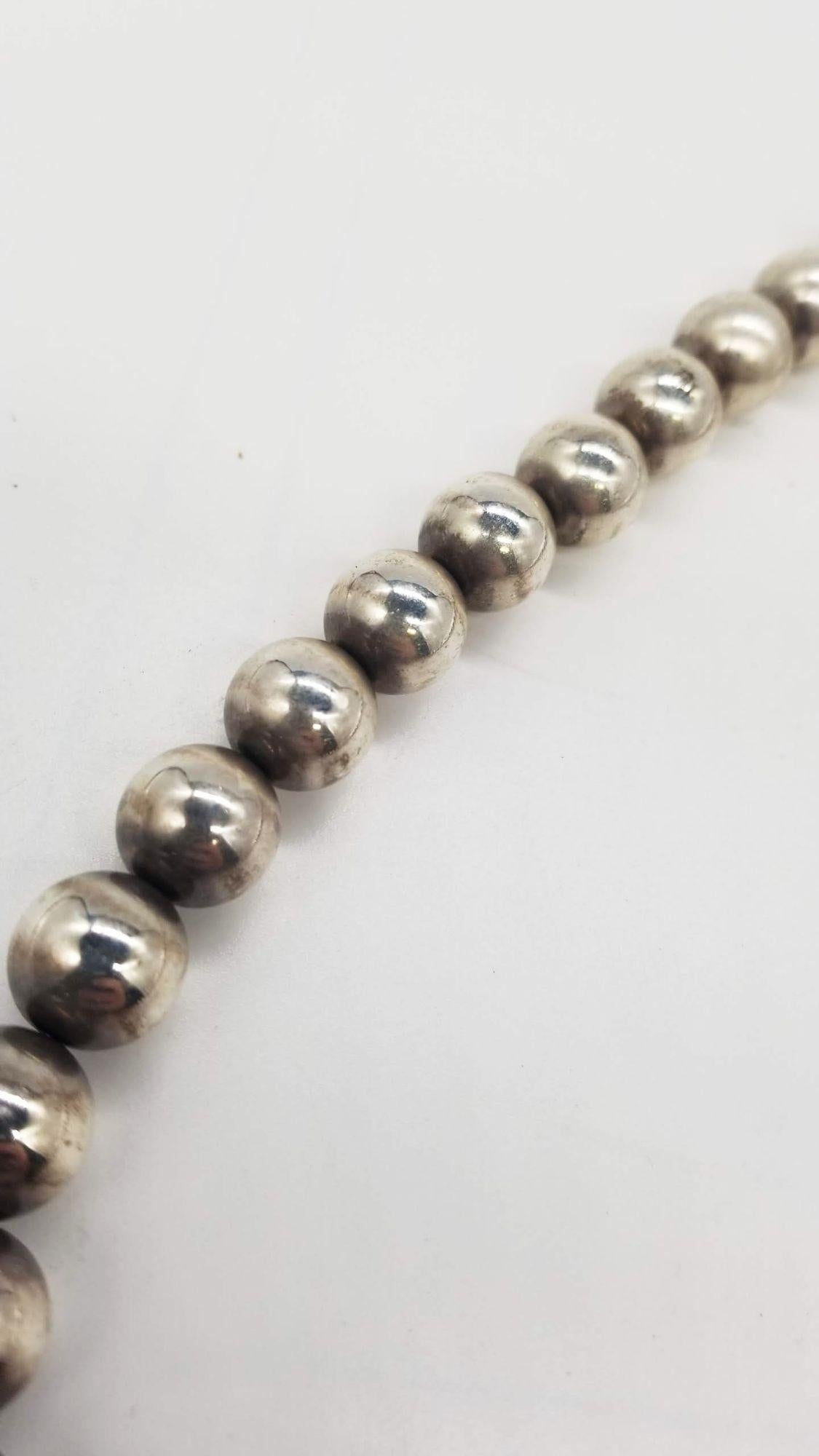 Gold 1960s Sterling Silver Beaded Necklace For Sale