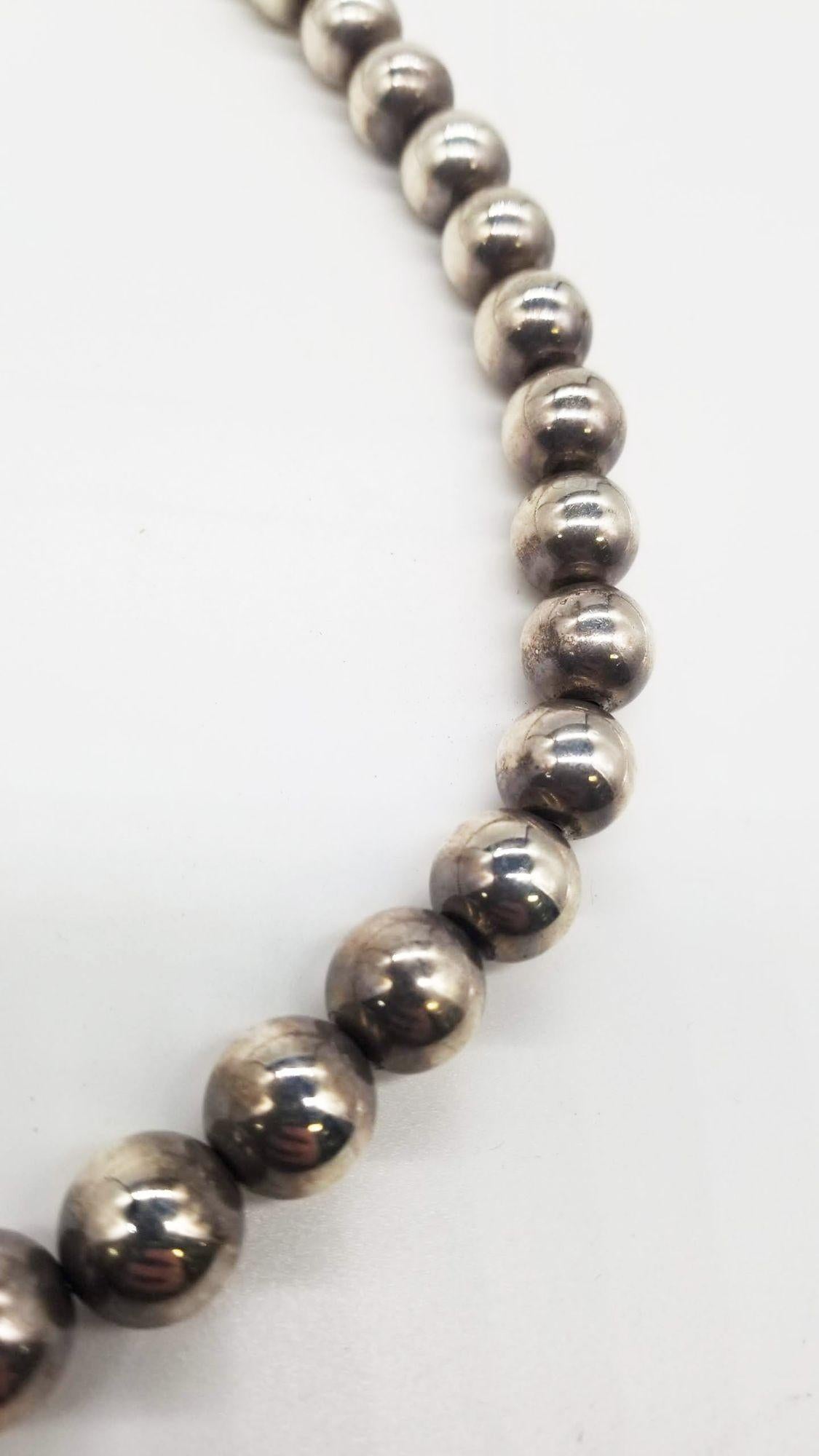 1960s Sterling Silver Beaded Necklace For Sale 1