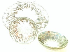 1960s Sterling Silver & Blown Glass Serving Pieces Set of Four by Dorothy Thorpe