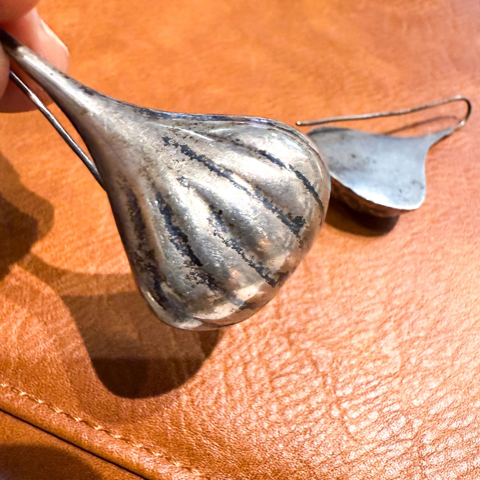1960s Sterling Silver Drop Earrings Taxco Mexico For Sale 1