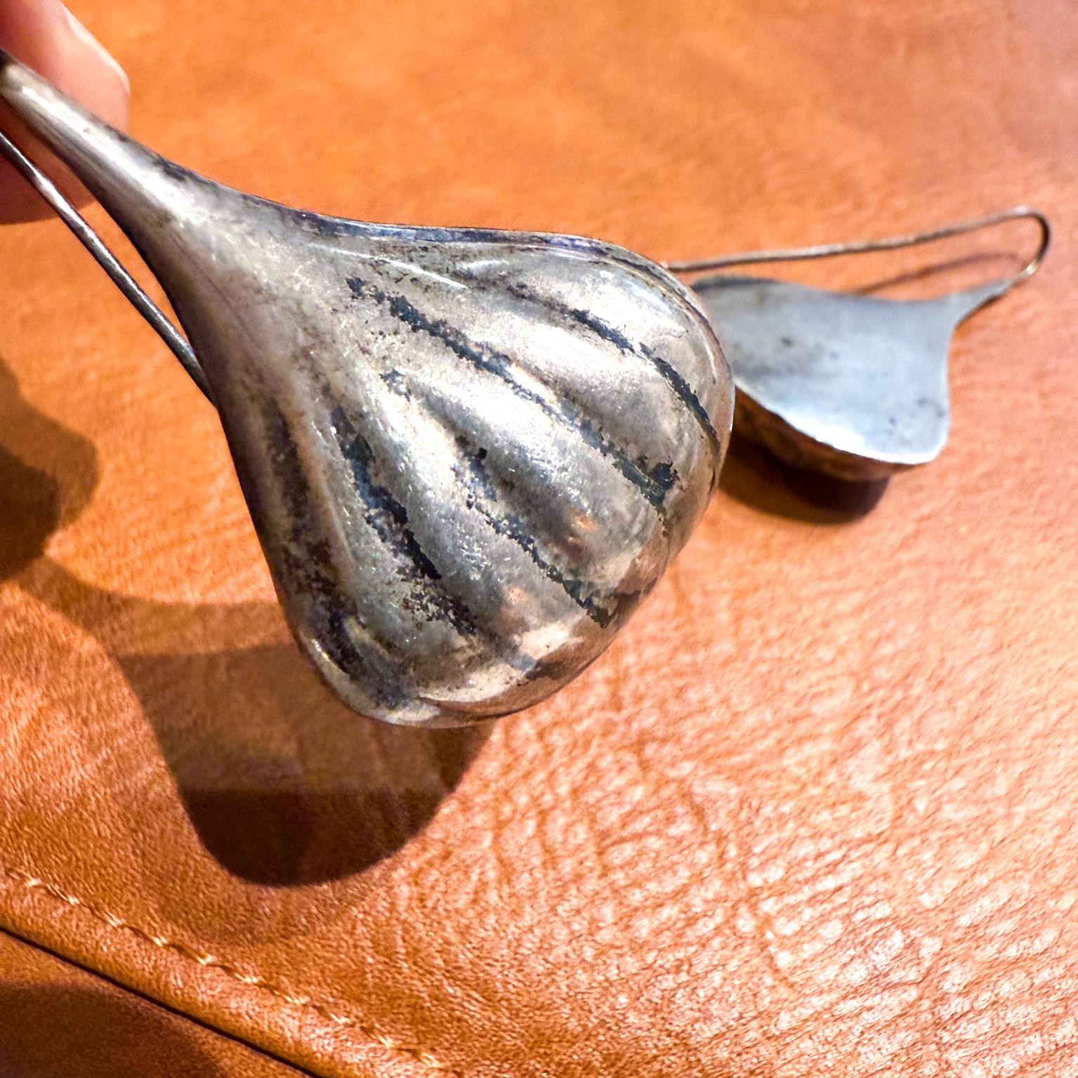 1960s Sterling Silver Drop Earrings Taxco Mexico For Sale 2