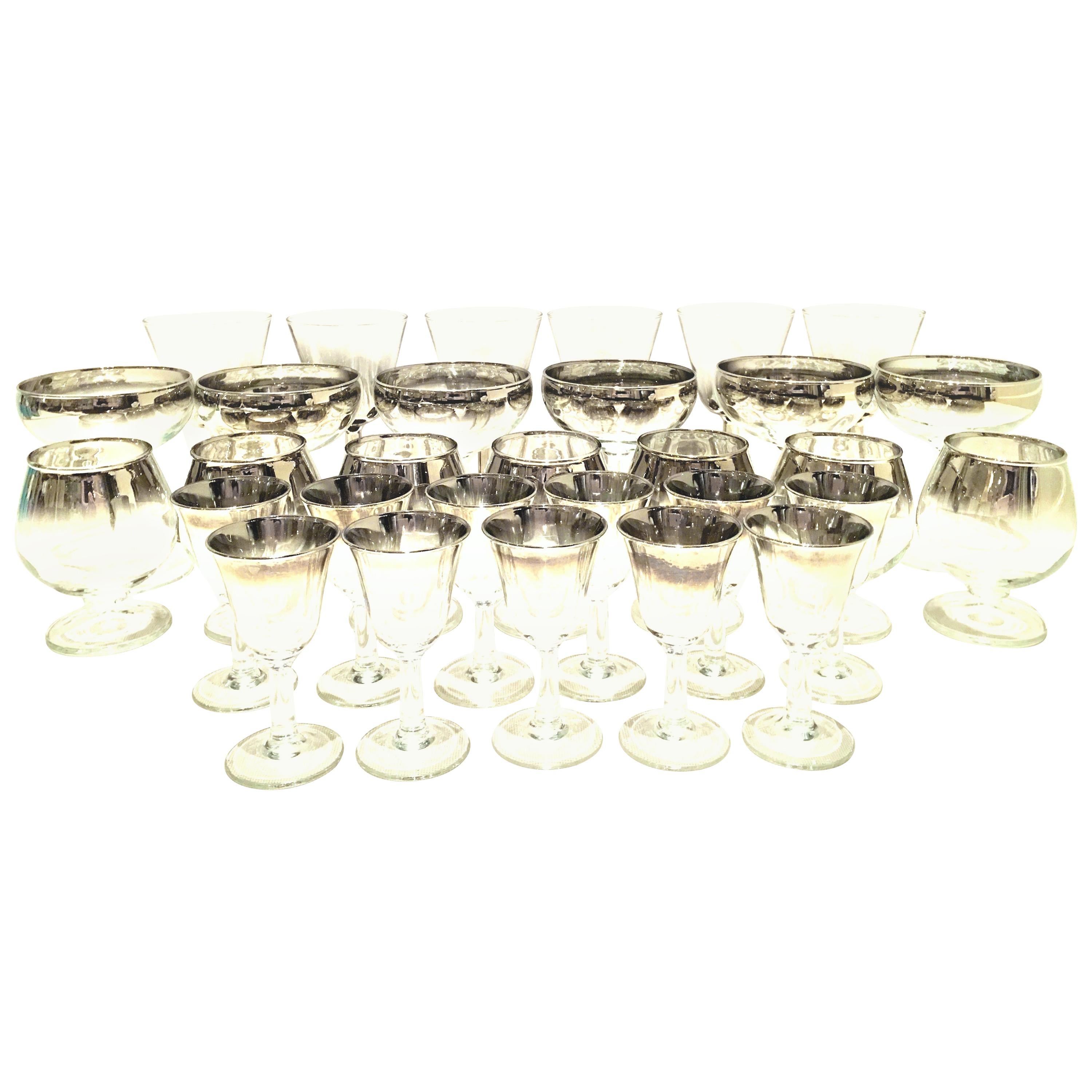 1960s Sterling Silver "Fade" Stem Drink Glasses Set of 30 by, Dorothy