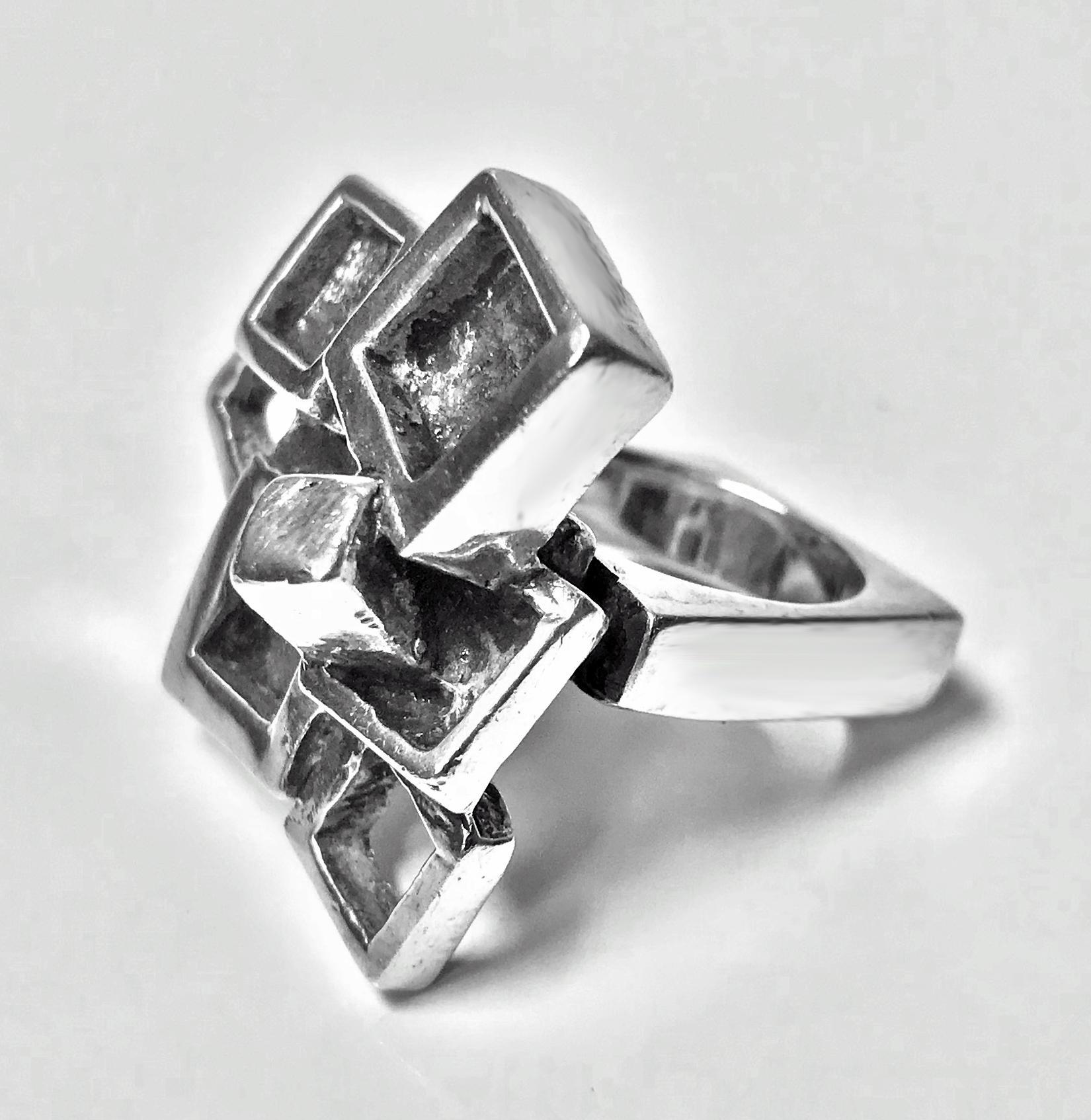 brutalist silver ring