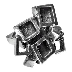 1960s Sterling Silver Modernist Brutalist Ring