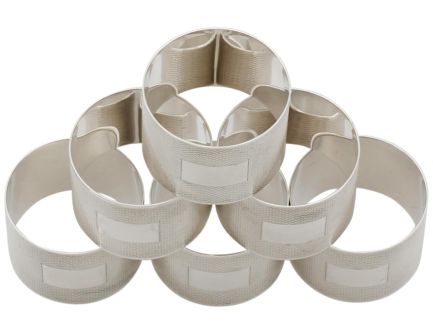 British 1960s Sterling Silver Napkin Rings