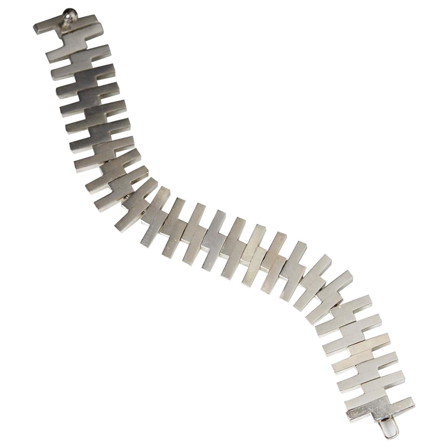 1960s Sterling Silver Scandinavian Modern Bracelet by Bent Knudsen For Sale