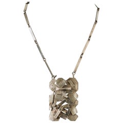1960s Sterling Silver Scandinavian Modern Necklace, Designed by Rey Urban