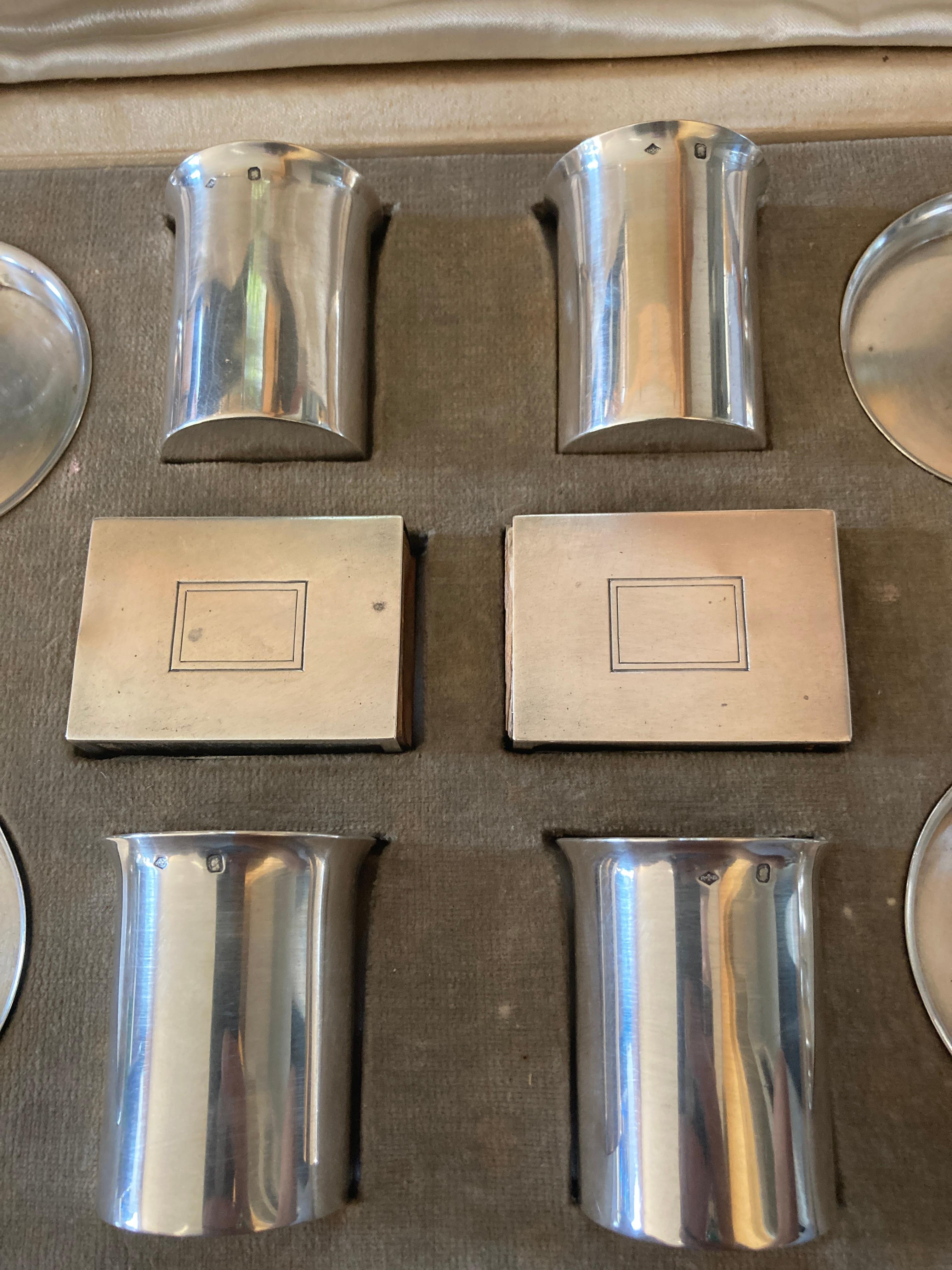 Ensemble de fumeurs en argent massif des années 1960 par Hermès en vente 4