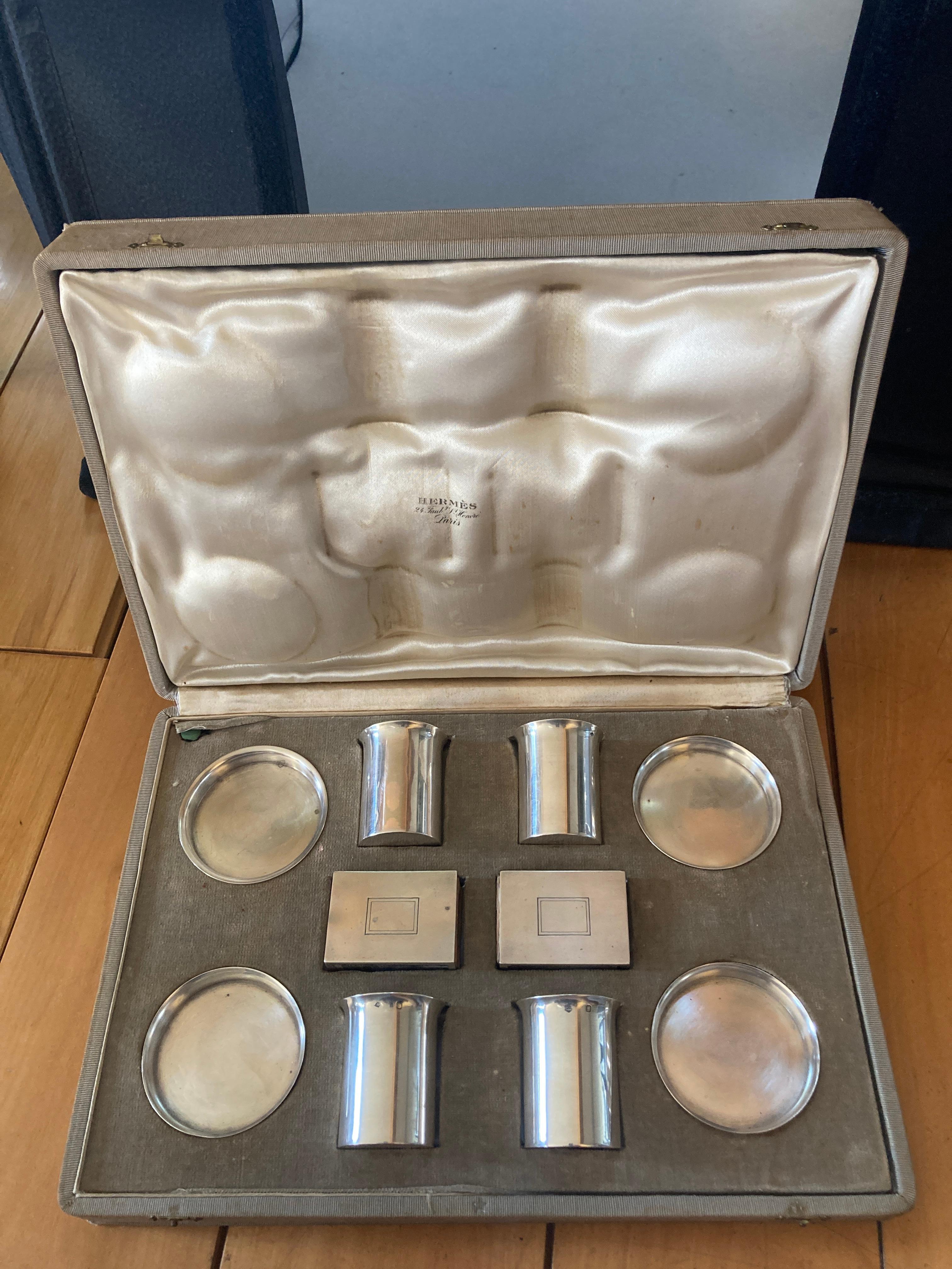 Ensemble de fumeurs en argent massif des années 1960 par Hermès Bon état - En vente à New York, NY