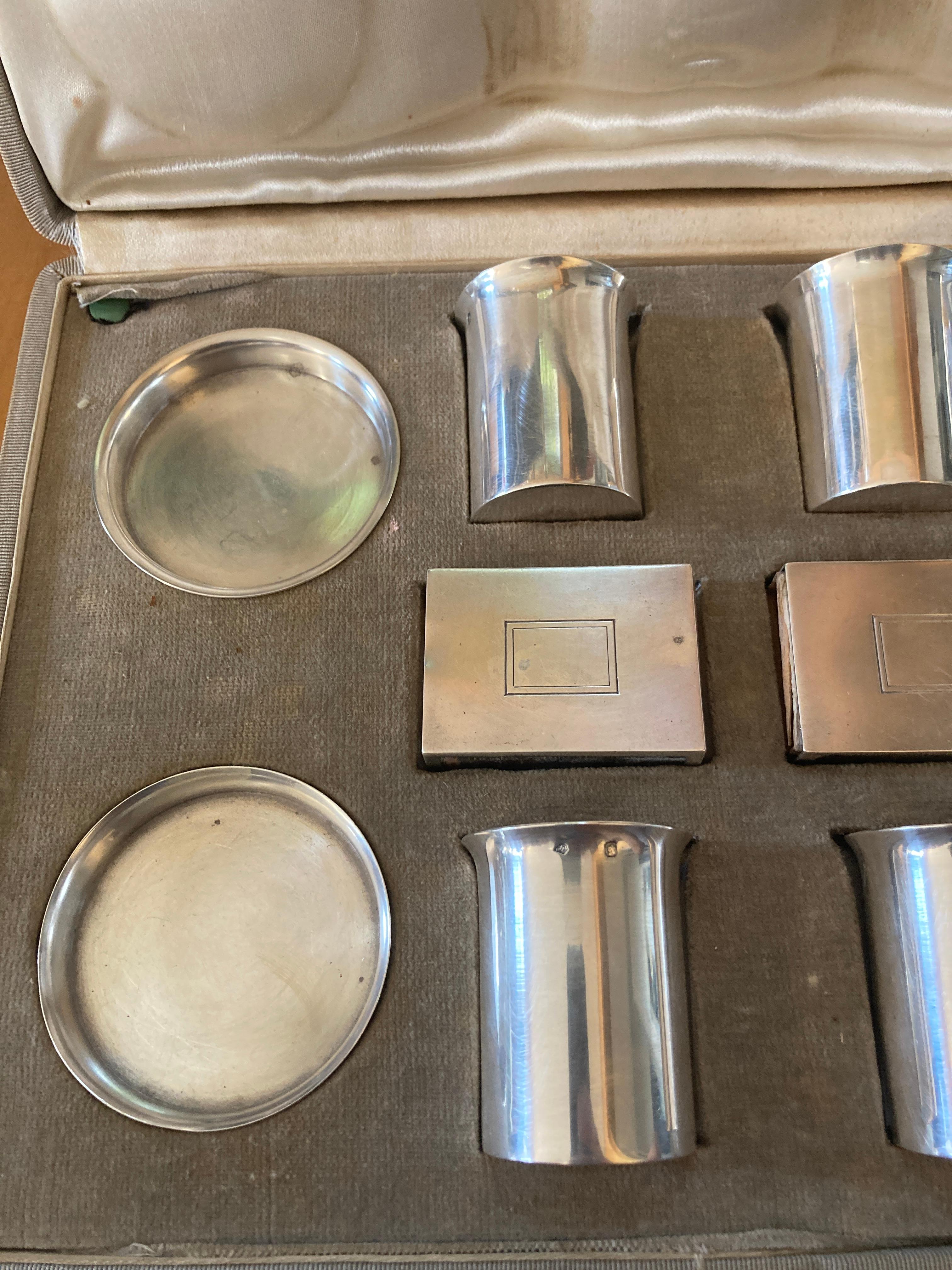 Milieu du XXe siècle Ensemble de fumeurs en argent massif des années 1960 par Hermès en vente
