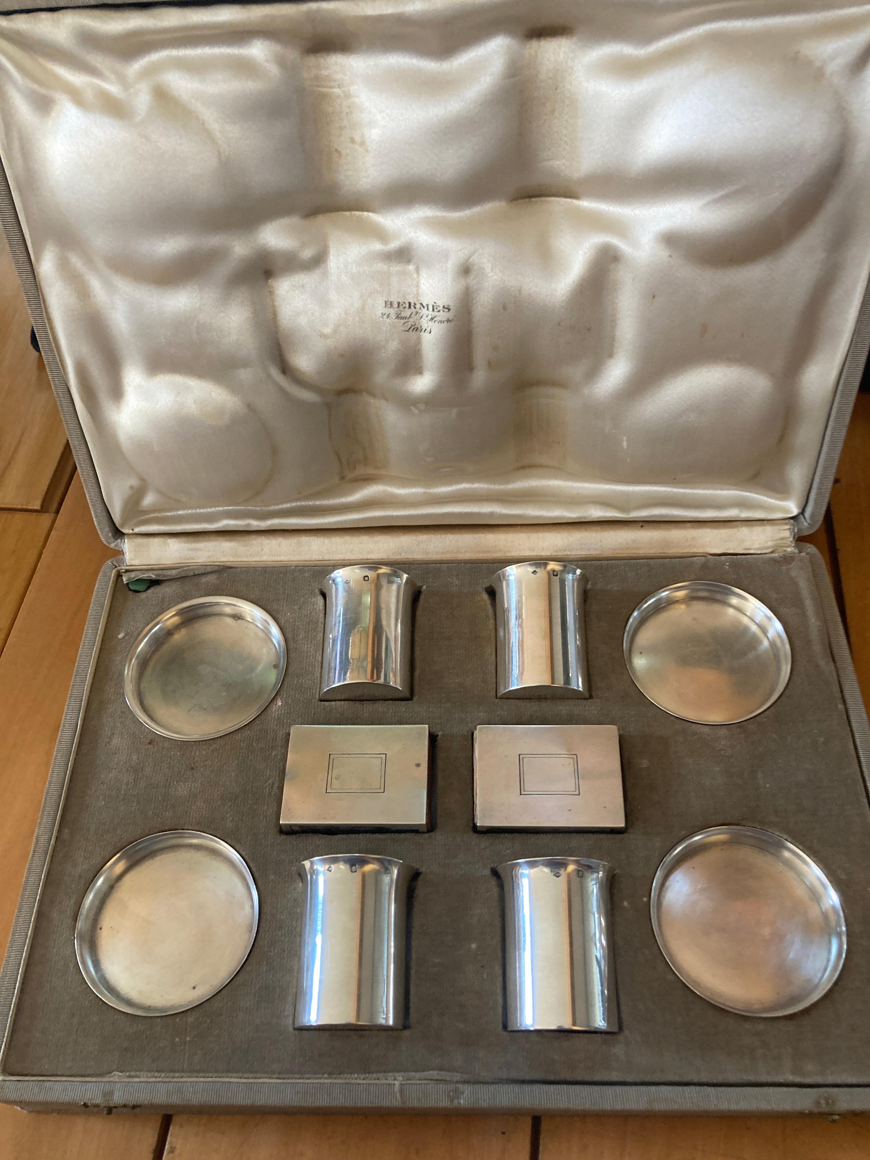 Ensemble de fumeurs en argent massif des années 1960 par Hermès en vente 3