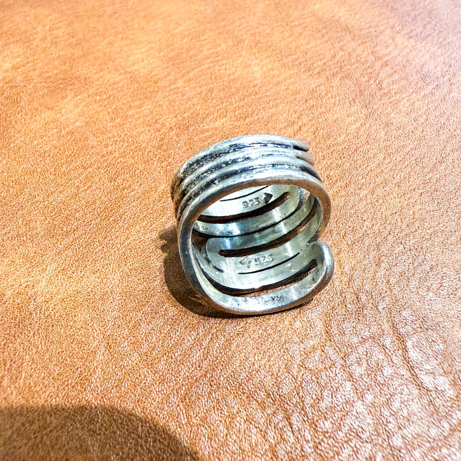 Spiral-Maché-Ring aus Sterlingsilber Taxco Mexiko, 1960er Jahre im Angebot 1