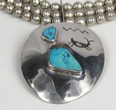 1960s Sterling Silver Turquoise Beaded Necklace Pawn