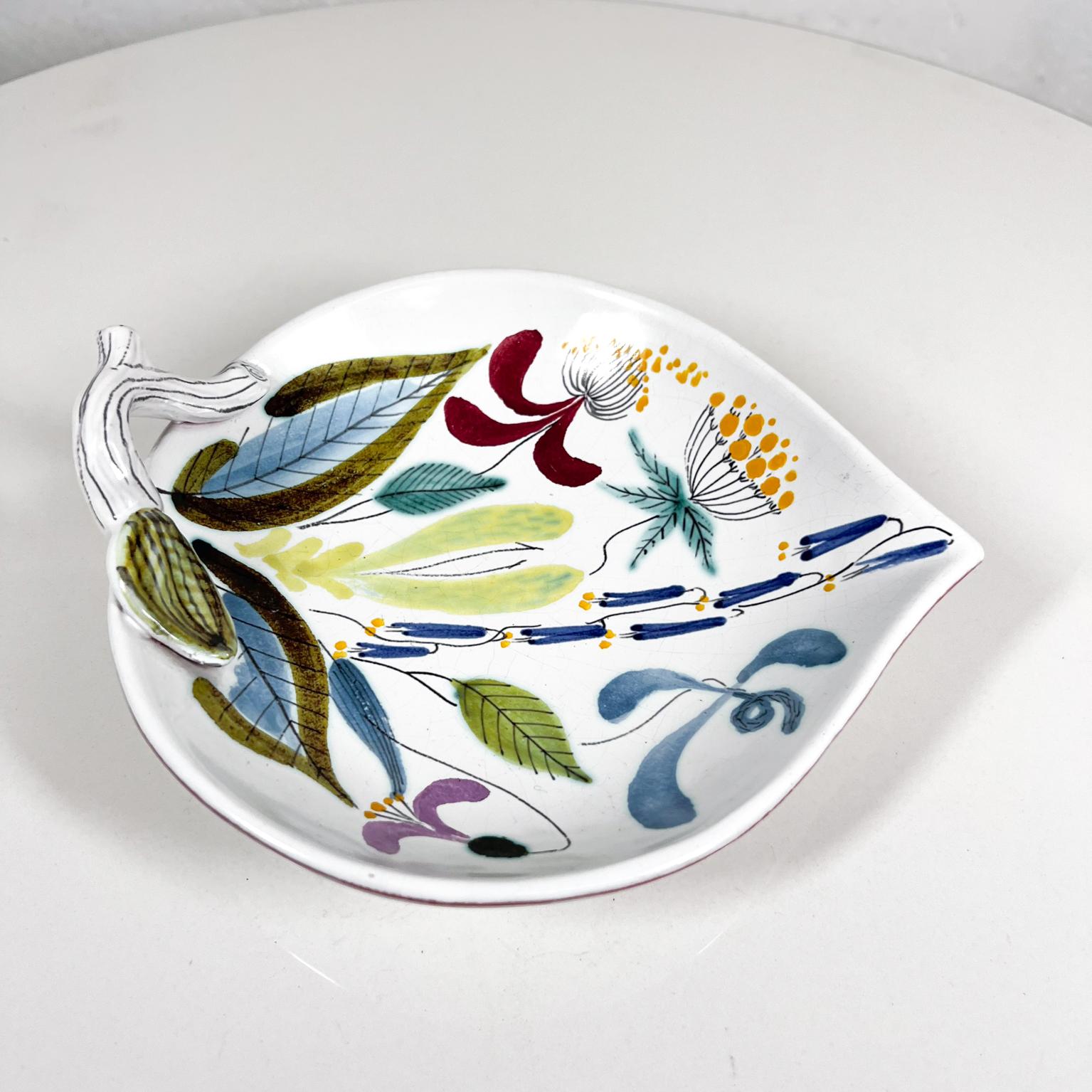 1960s Stig Lindberg for Gustavsberg Floral Leaf Shaped Art Dish Sweden In Good Condition In Chula Vista, CA