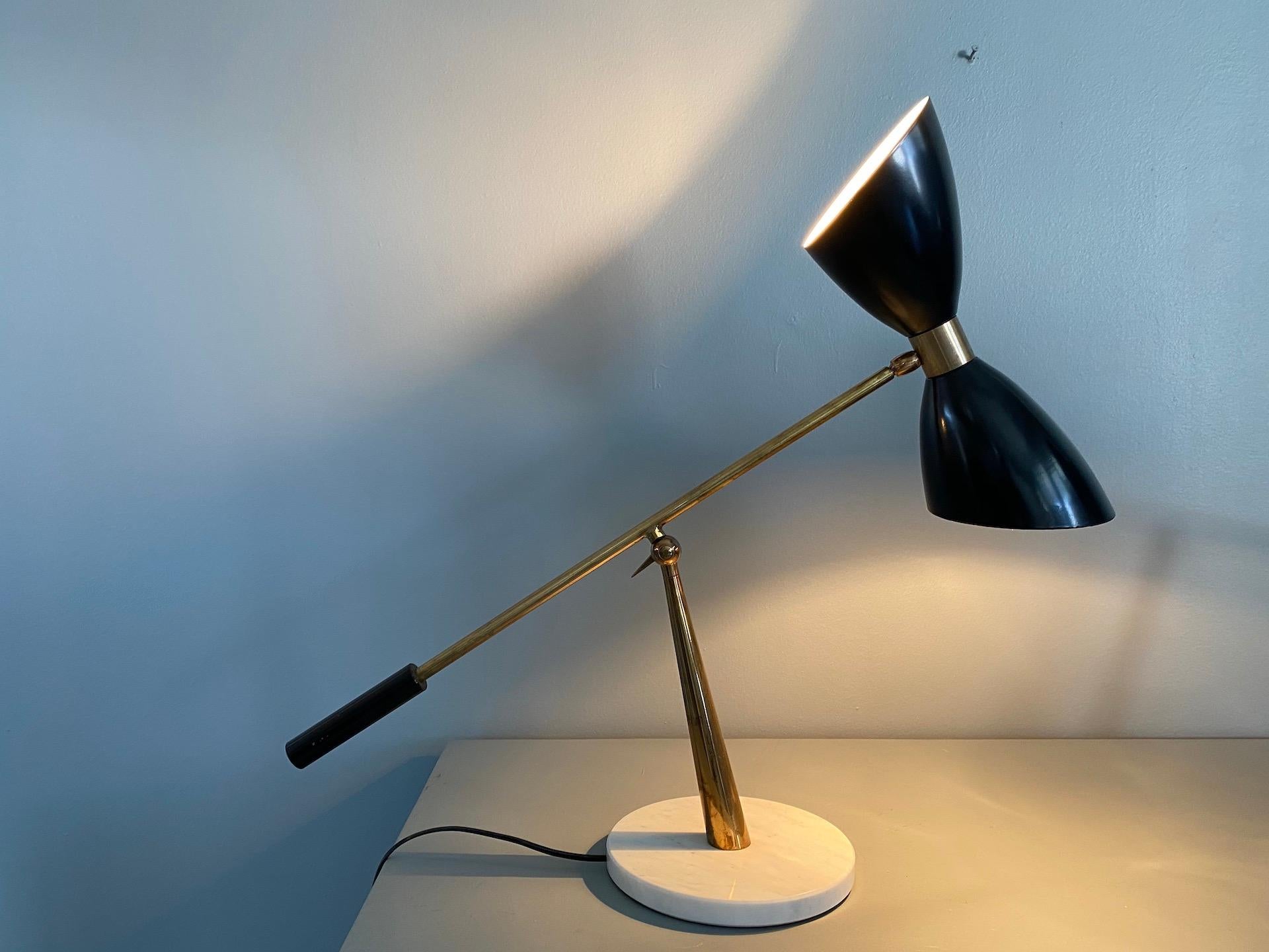 1960s Stilnovo Style Diabolo Table Lamp with Marble Foot 2